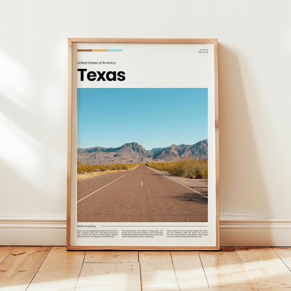 Texas Desert Highway Leading To Blue Mountains Travel Photo Poster