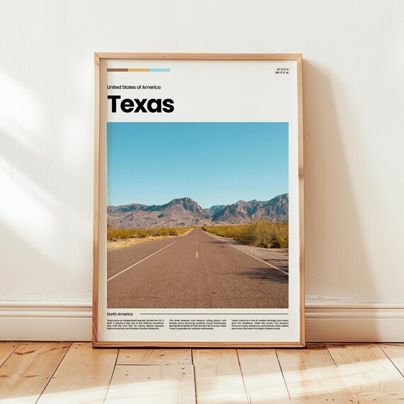 Texas Poster Print Photo Wall Art United States Travel Gift