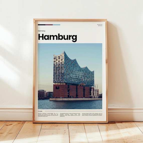Hamburg Germany Elbphilharmonie Harbor Skyline Travel Poster