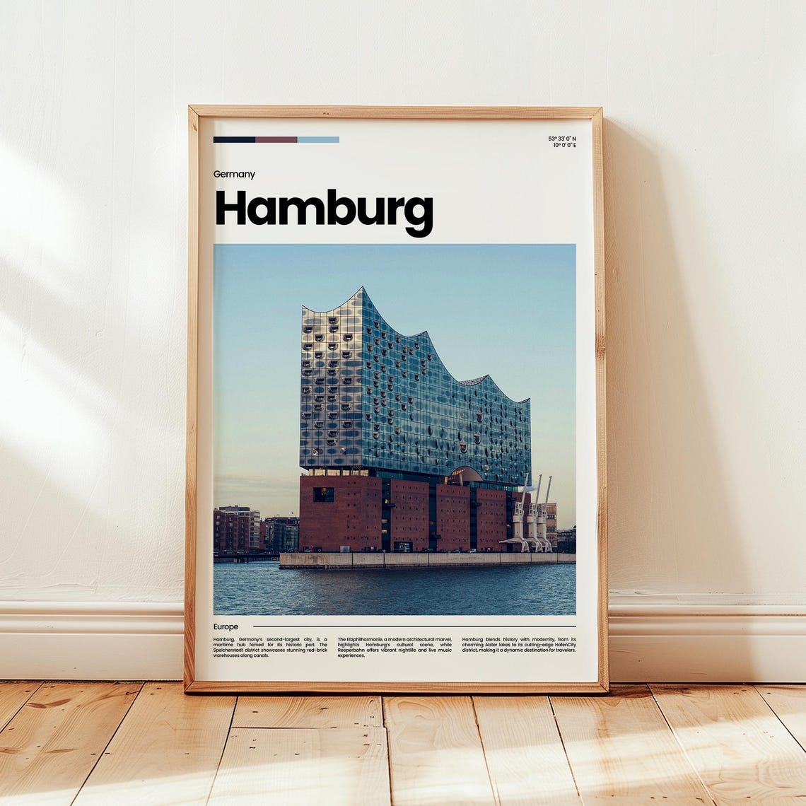 Hamburg Germany Elbphilharmonie Harbor Skyline Travel Poster