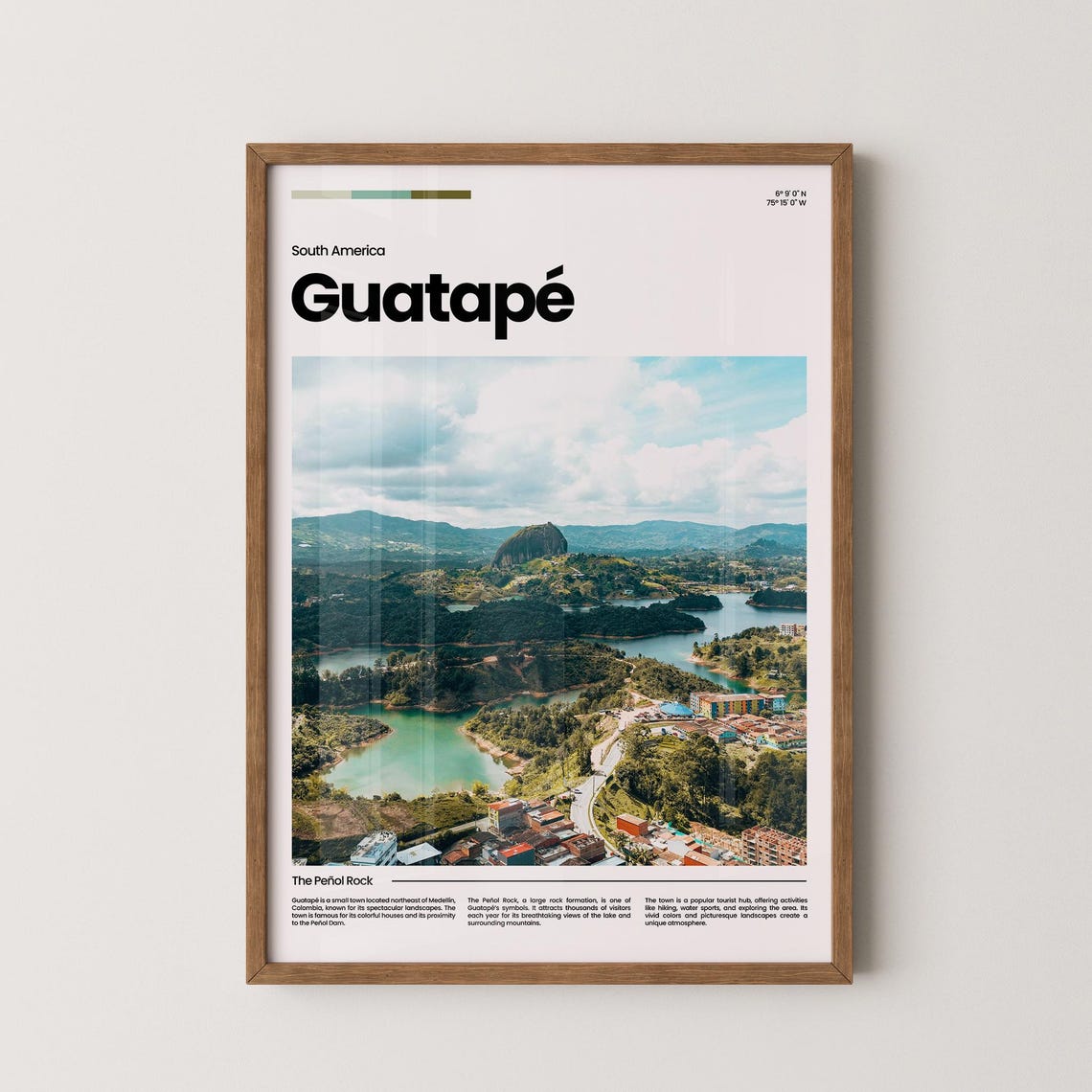 Guatape Travel Poster Guatape Poster Guatape Photo Poster Guatape Art Print South America Poster Travel Poster Print Travel Gift