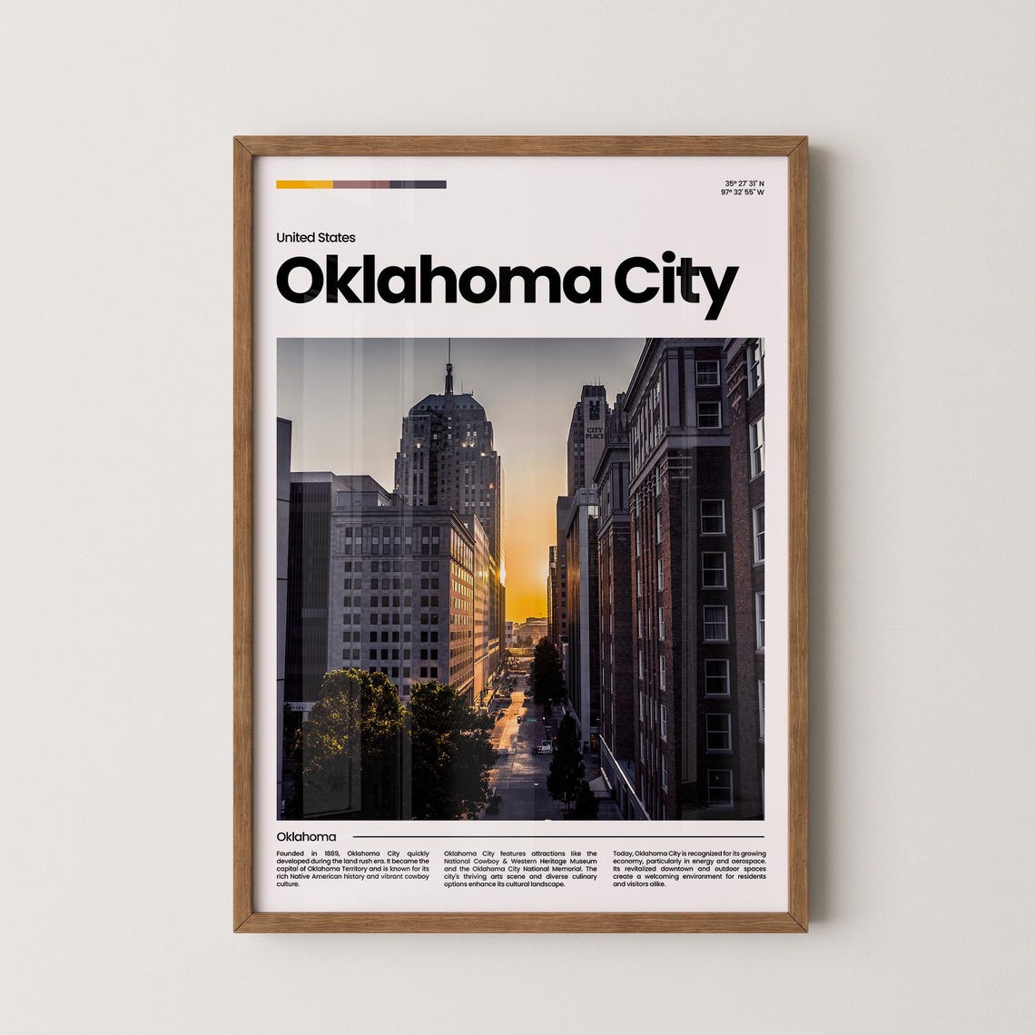 Oklahoma City Travel Poster Oklahoma City Poster Oklahoma City Photo Poster Oklahoma City Art Print Usa Travel Poster Travel Gift