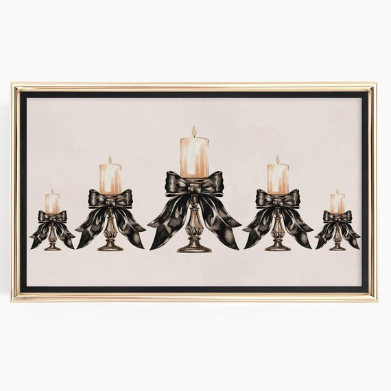 Elegant Candle Holders With Black Bows Christmas Candlelight Poster