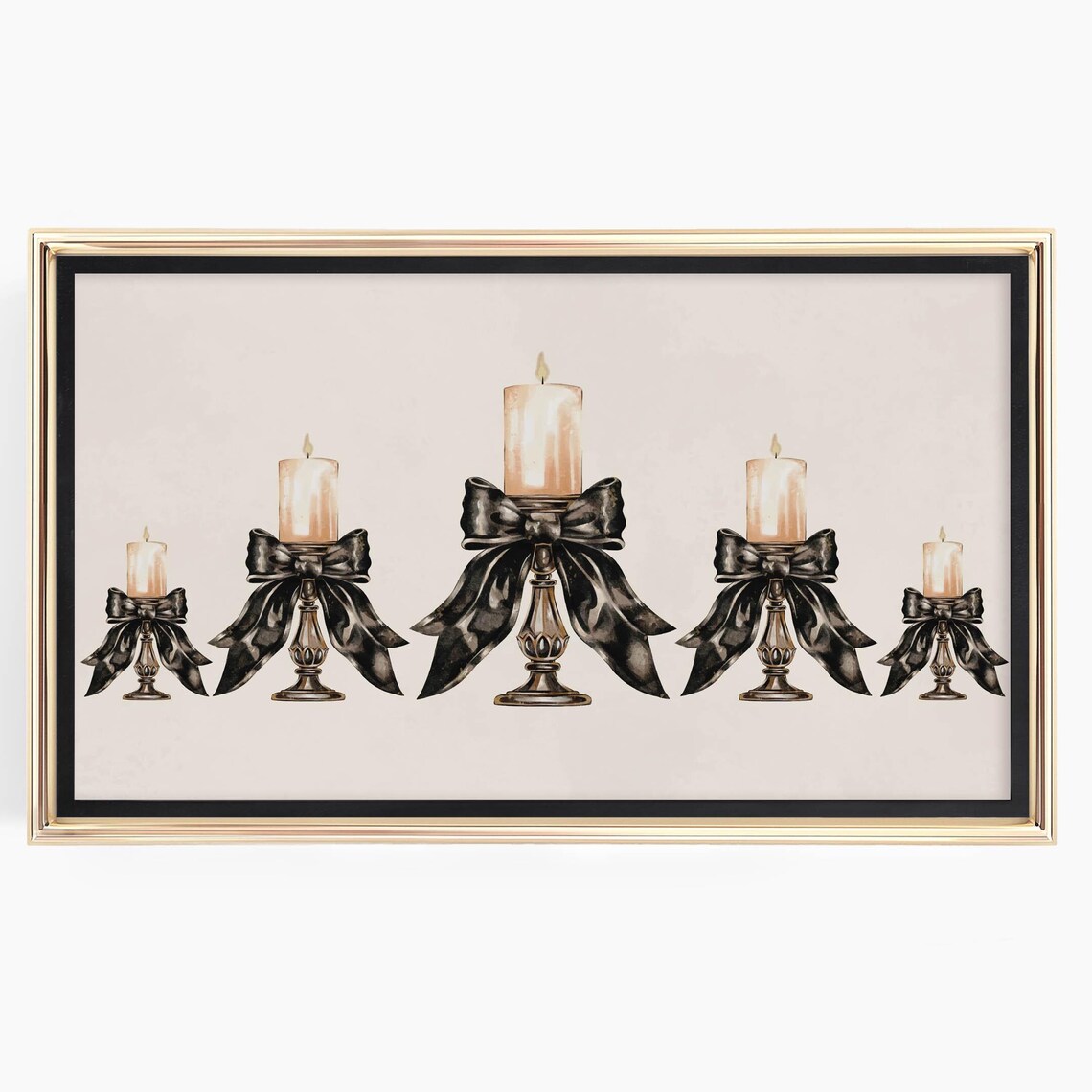 Elegant Candle Holders With Black Bows Christmas Candlelight Poster