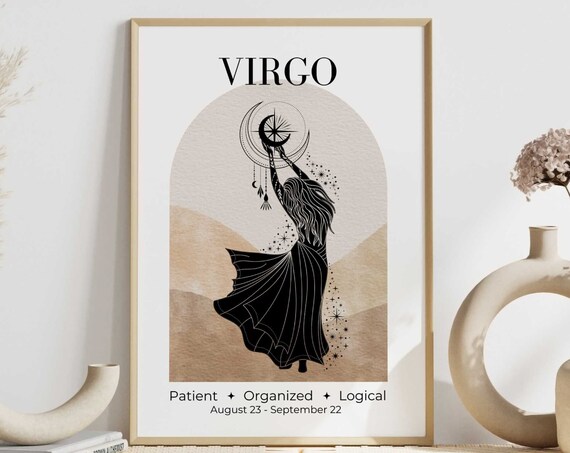 Virgo Zodiac Goddess Moon Celestial Traits Astrology Wall Art
