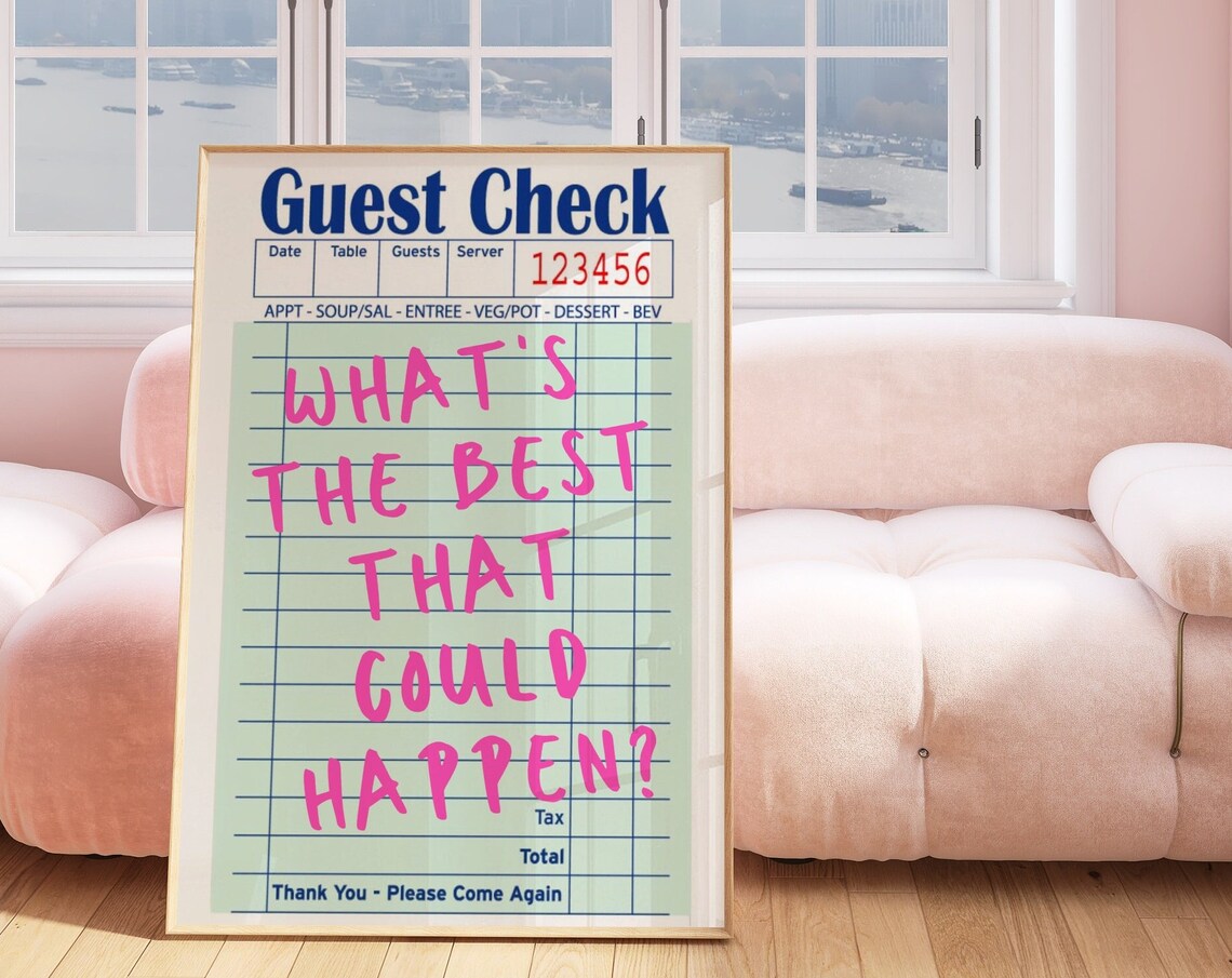 Guest Check Quote Art, Retro Bar Cart Poster