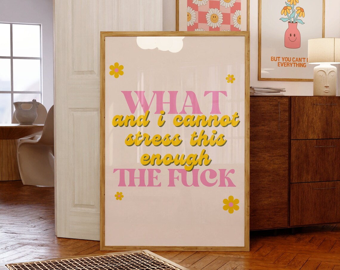 What The Fck Retro Font Flowers Art Print, Preppy