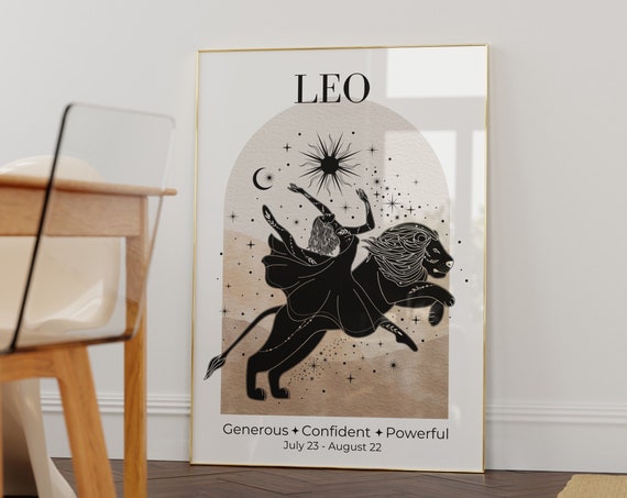 Leo Zodiac Goddess Art Print, Celestial Decor