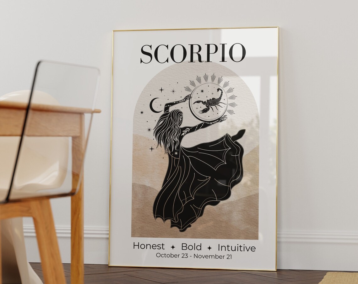 Scorpio Zodiac Goddess Art Print, Celestial Astrology