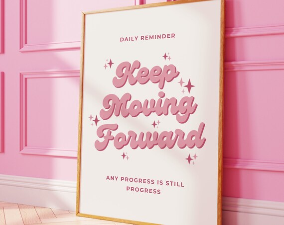 Pink Retro Quote Print Motivational Mental Health Poster Pink Preppy Print For Dorm Room Decor Cute Girly Pink Wall Art For Home Office