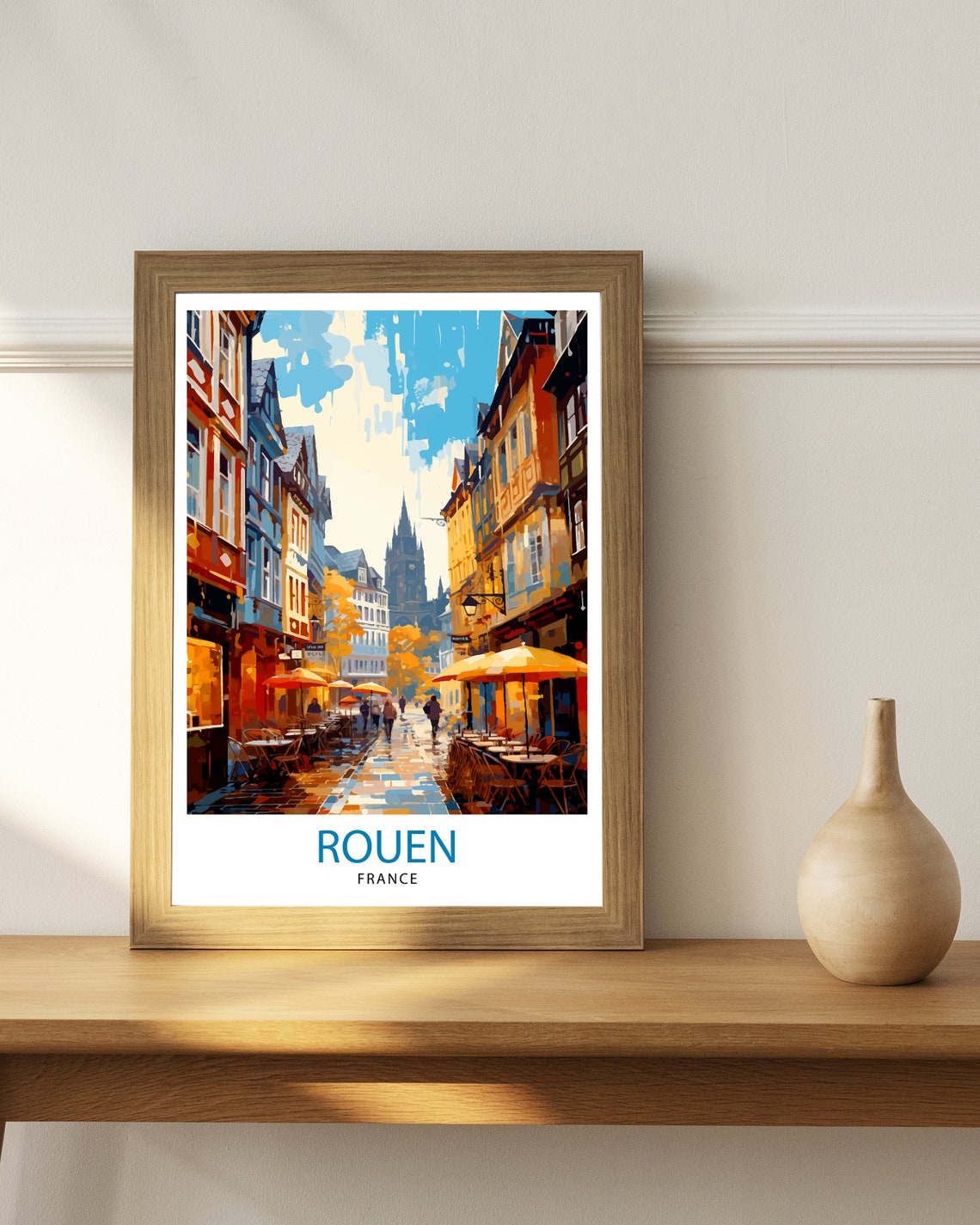 Rouen France Travel Print France Wall Decor Rouen Poster Normandy Travel Prints France Art Print Rouen Illustration France Wall Art City - Image 3