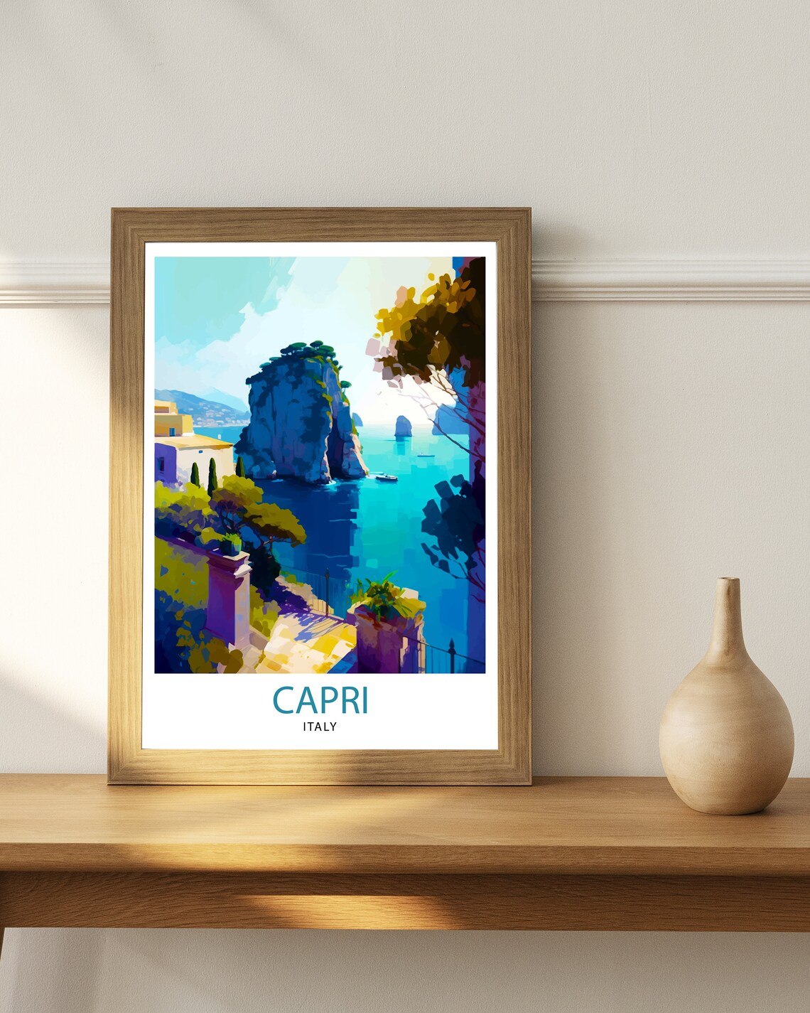 Capri Italy Sea Stack Rocks Turquoise Coast Vintage Travel Poster - Image 3