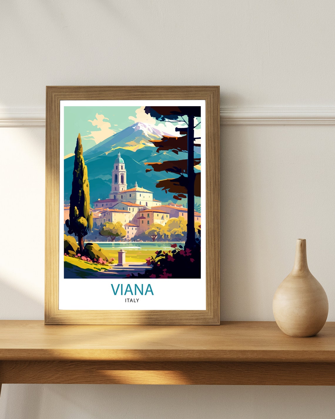 Viana Italy Travel Print Viana Wall Decor Viana Home Living Decor Viana Italy Illustration Travel Poster Gift For Viana Italy Home Decor - Image 3