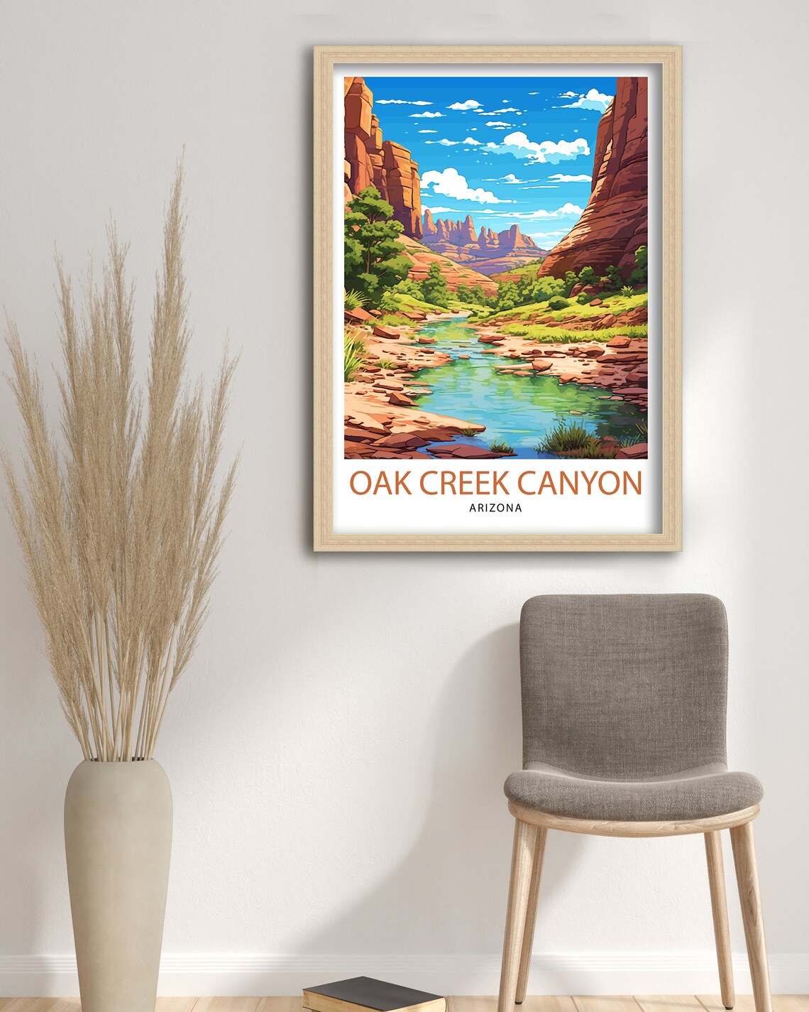 Oak Creek Canyon Arizona Red Rock Creek Vintage Travel Poster - Image 3