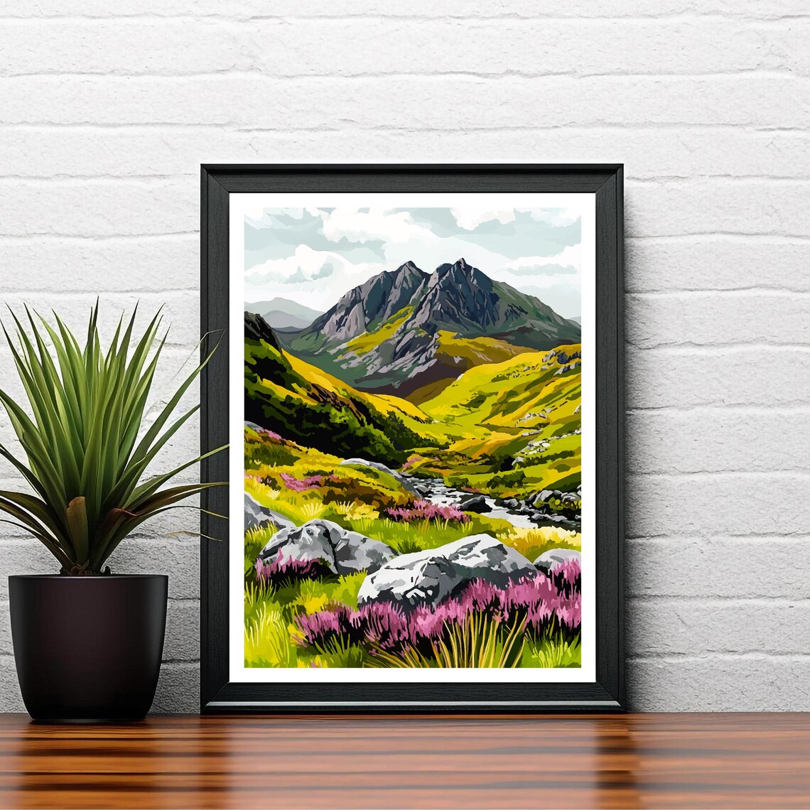 Snowdonia Wales Rugged Mountain Peak Heather Moorland Art Poster - Image 2