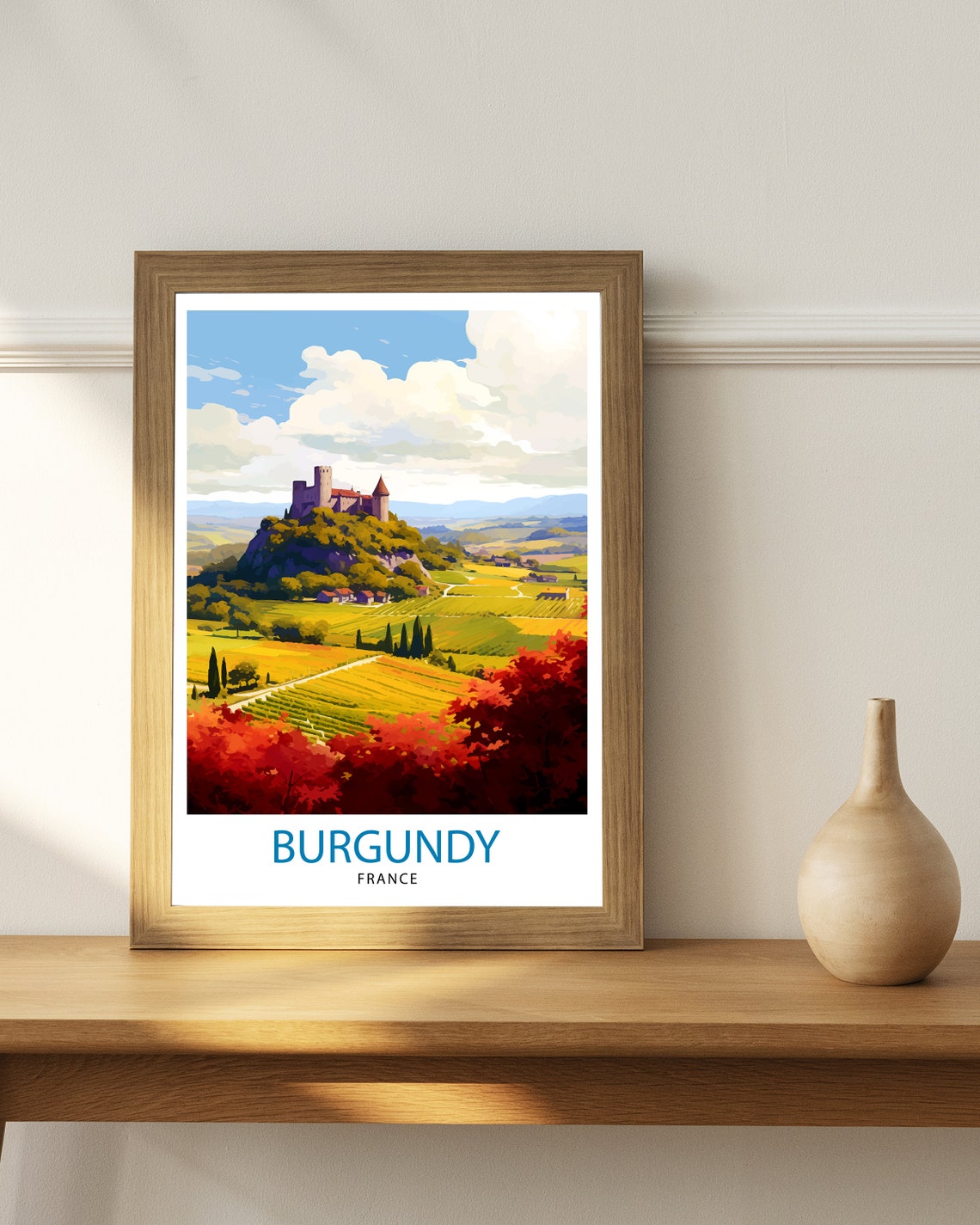 Burgundy France Travel Print Burgundy Wall Decor Burgundy Poster France Travel Prints Burgundy Art Print Burgundy Illustration Burgundy - Image 3