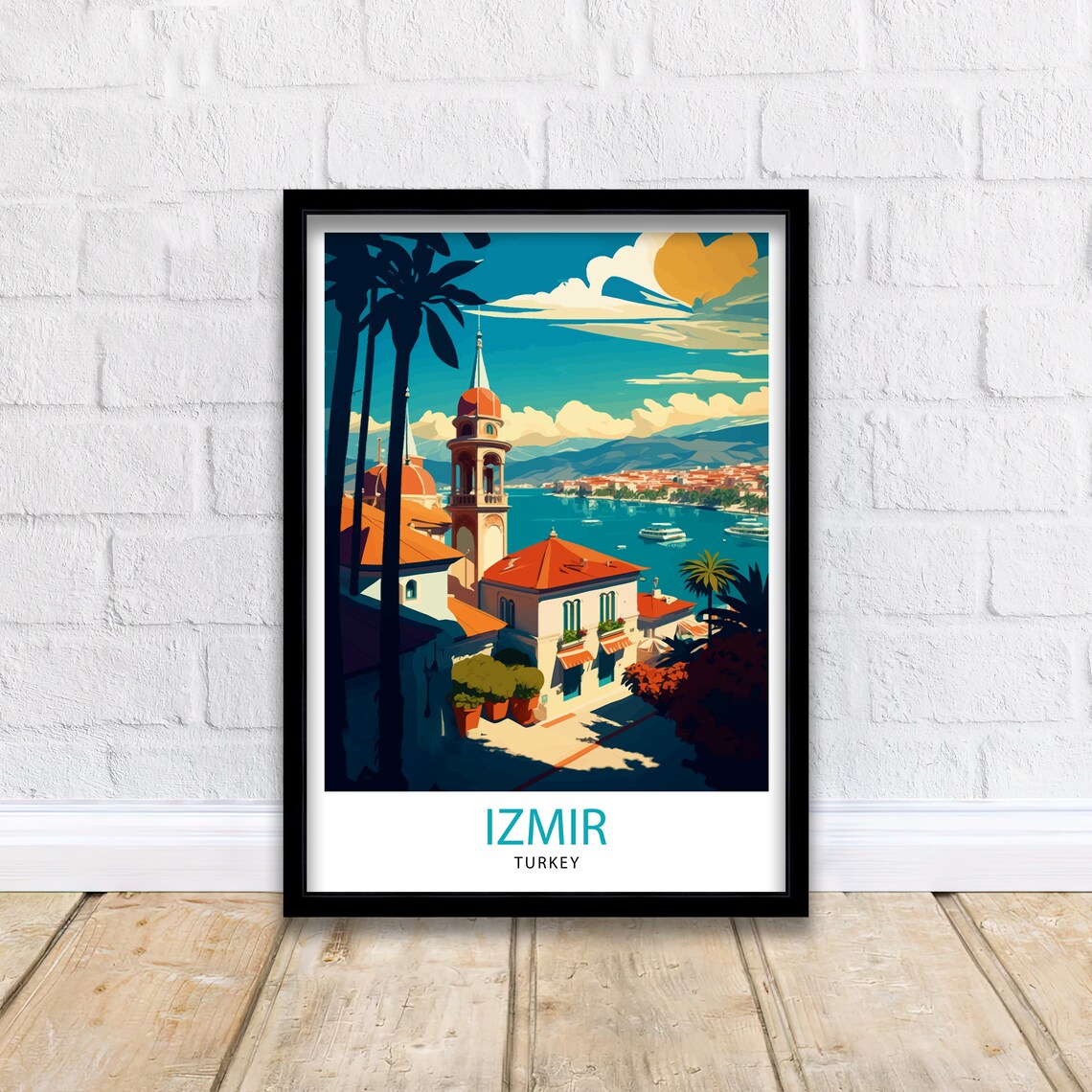 Izmir Turkey Aegean Harbor Historic Clock Tower Travel Poster - Image 2
