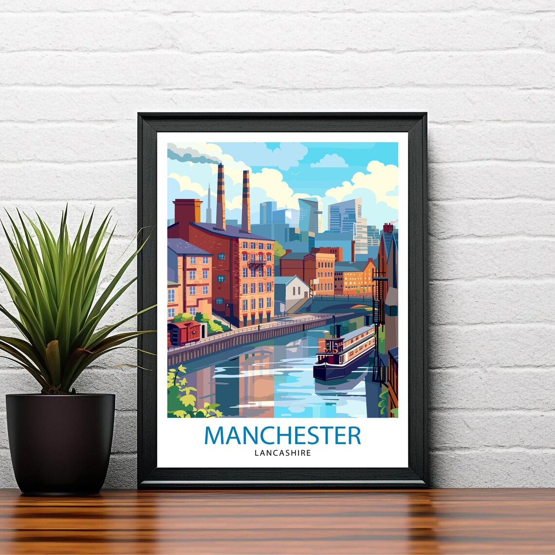 Manchester Travel Poster, Cityscape Wall Decor - Image 2