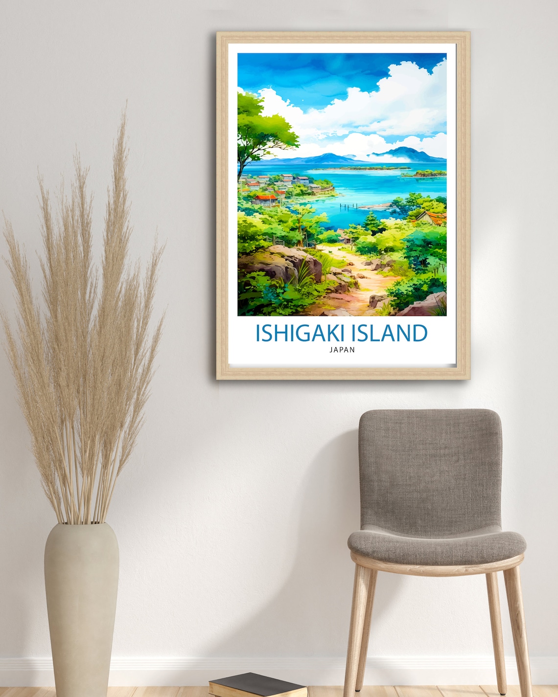 Ishigaki Island Japan Tropical Bay Village View Travel Poster - Image 3