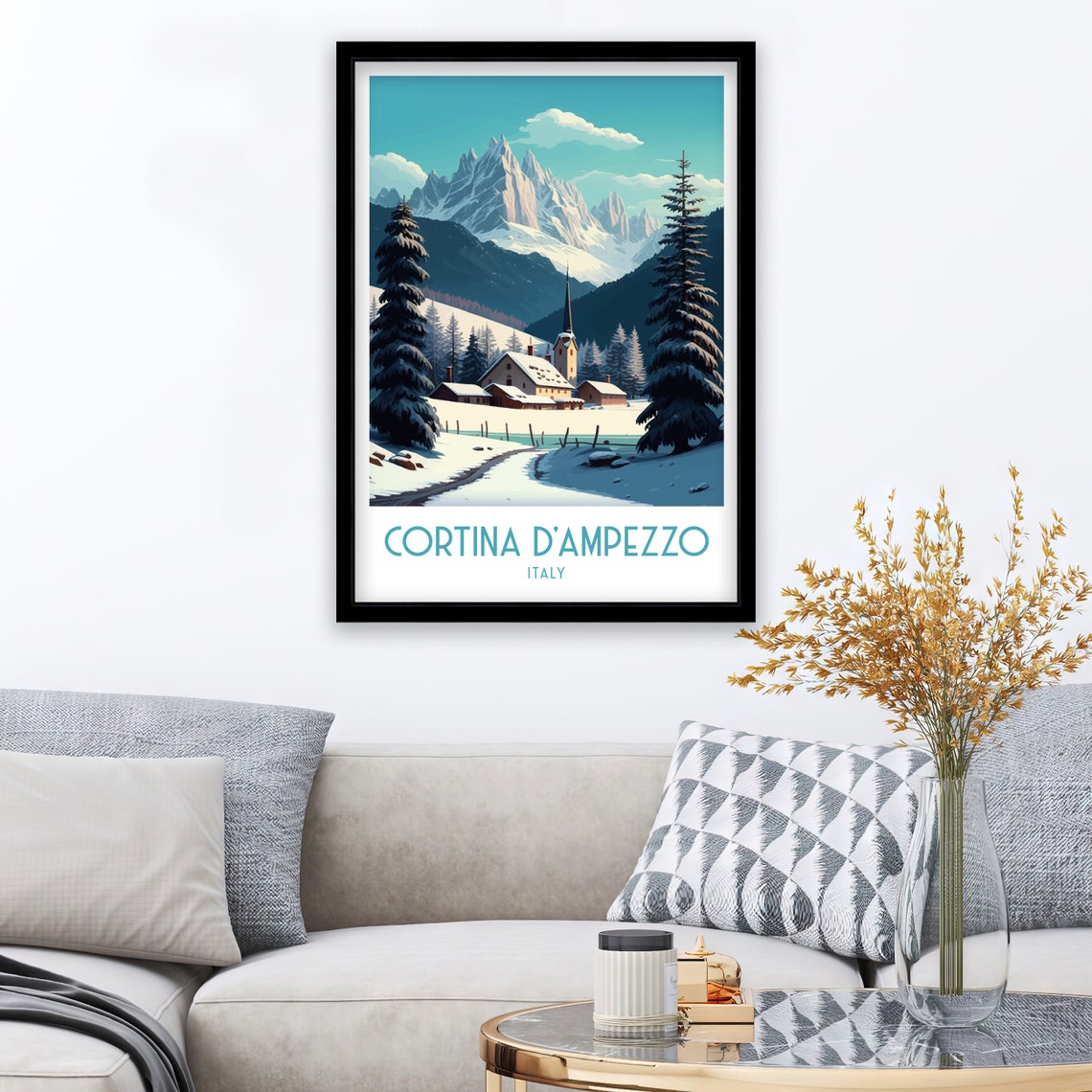 Cortina Dampezzo Travel Print Travel Poster Ski Poster Italy Poster Vintage Poster Ski Print Skiing Poster Travel Prints - Image 2