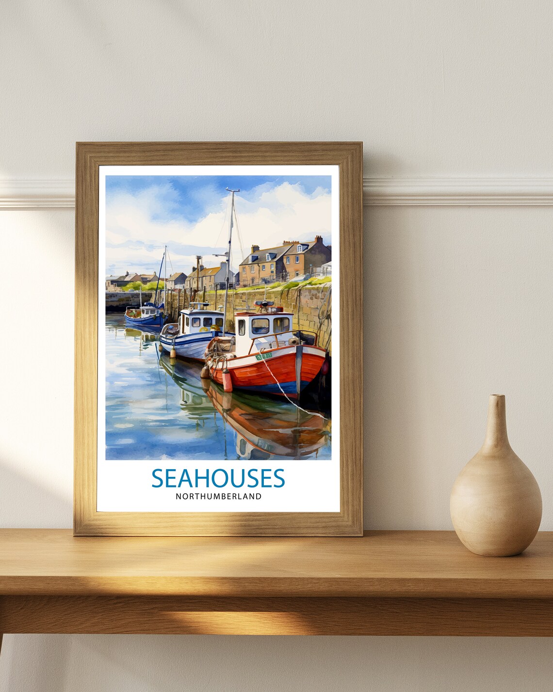 Seahouses Northumberland Travel Print Northumberland Wall Decor Seahouses Poster Coastal Travel Prints Northumberland Art Print - Image 3