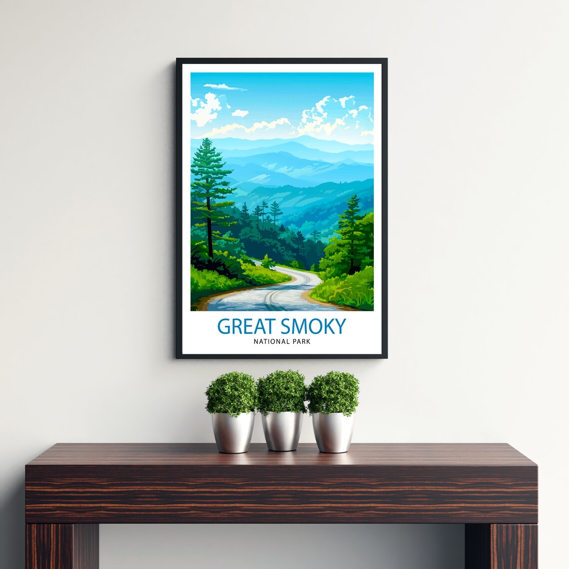 Great Smoky National Park Winding Road Blue Ridges Vintage Travel Poster - Image 3
