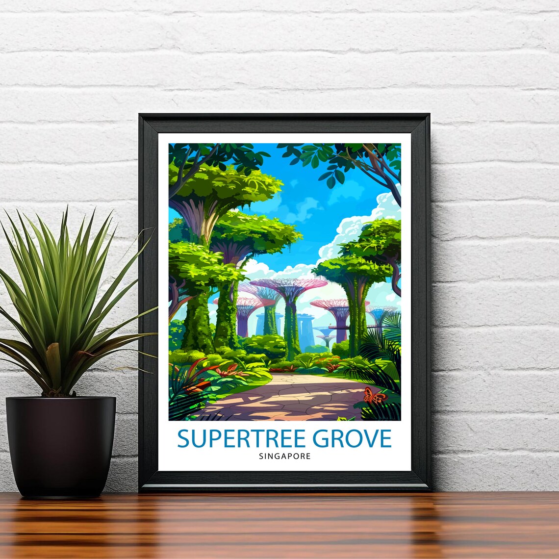 Supertree Grove Singapore Travel Poster, Travel Art - Image 2