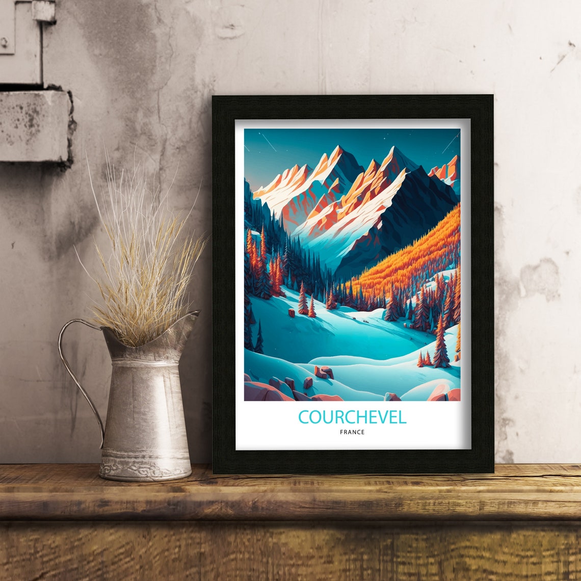 Courchevel Travel Print Courchevel Poster France Courchevel Print Courchevel France Skiing Ski Poster French Alps Travel Poster - Image 3