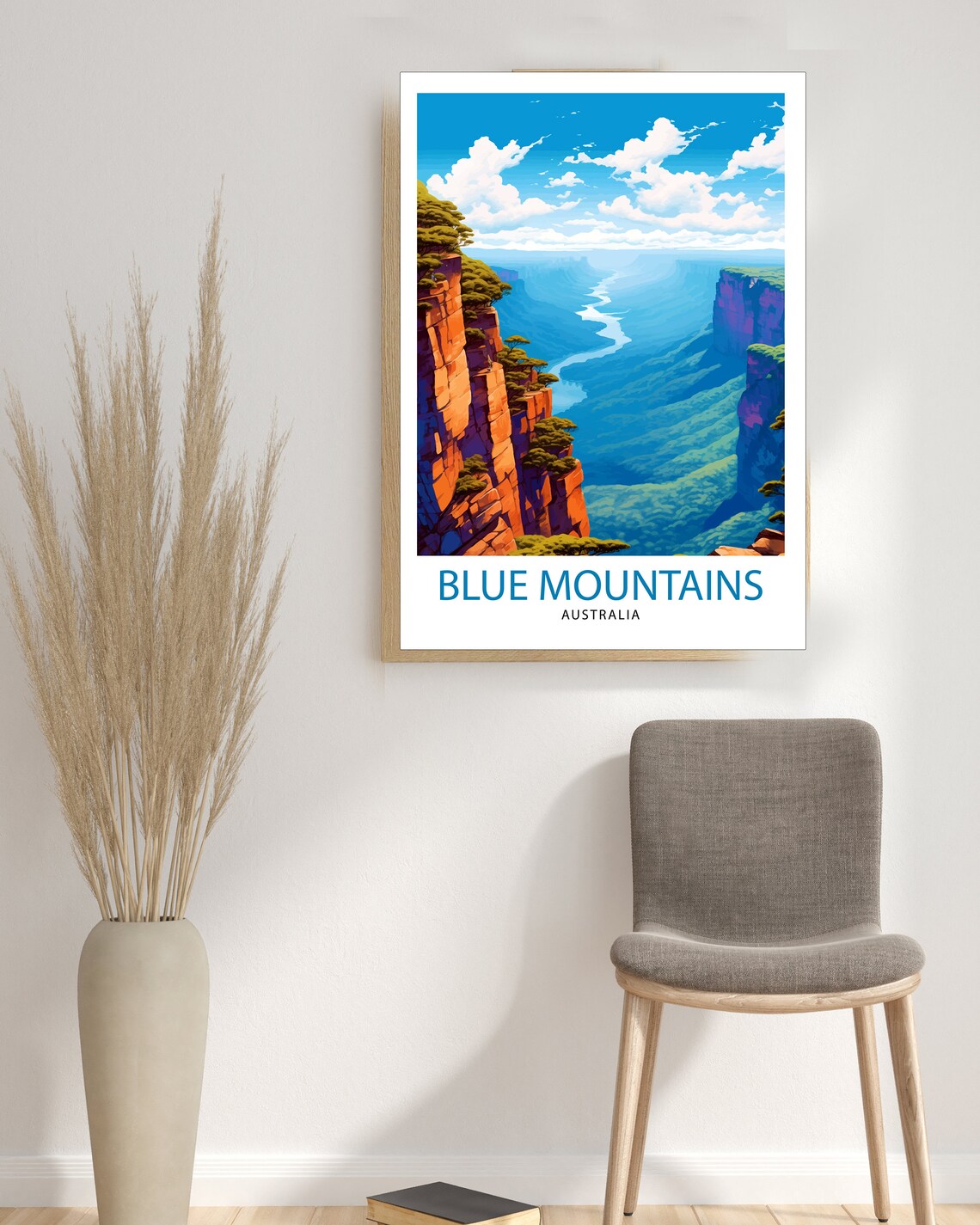 Blue Mountains Australia Canyon Valley Vista Travel Art Poster - Image 3
