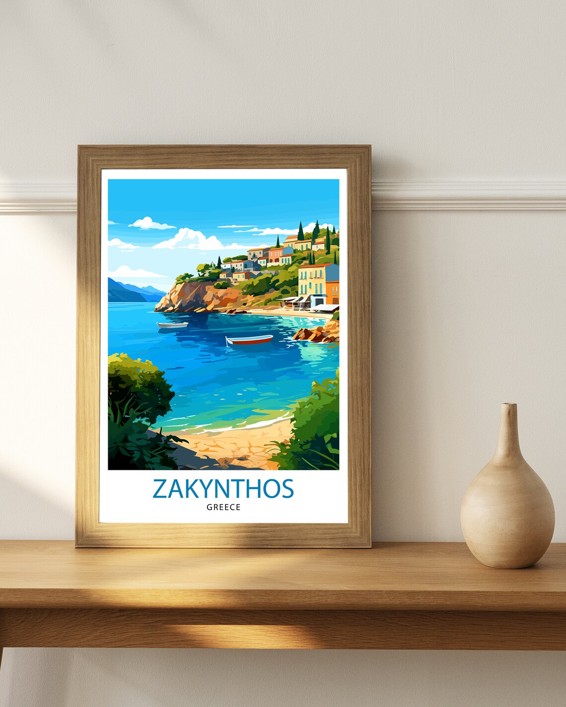 Zakynthos Hidden Cove Boats Turquoise Bay Island Greece Poster - Image 3