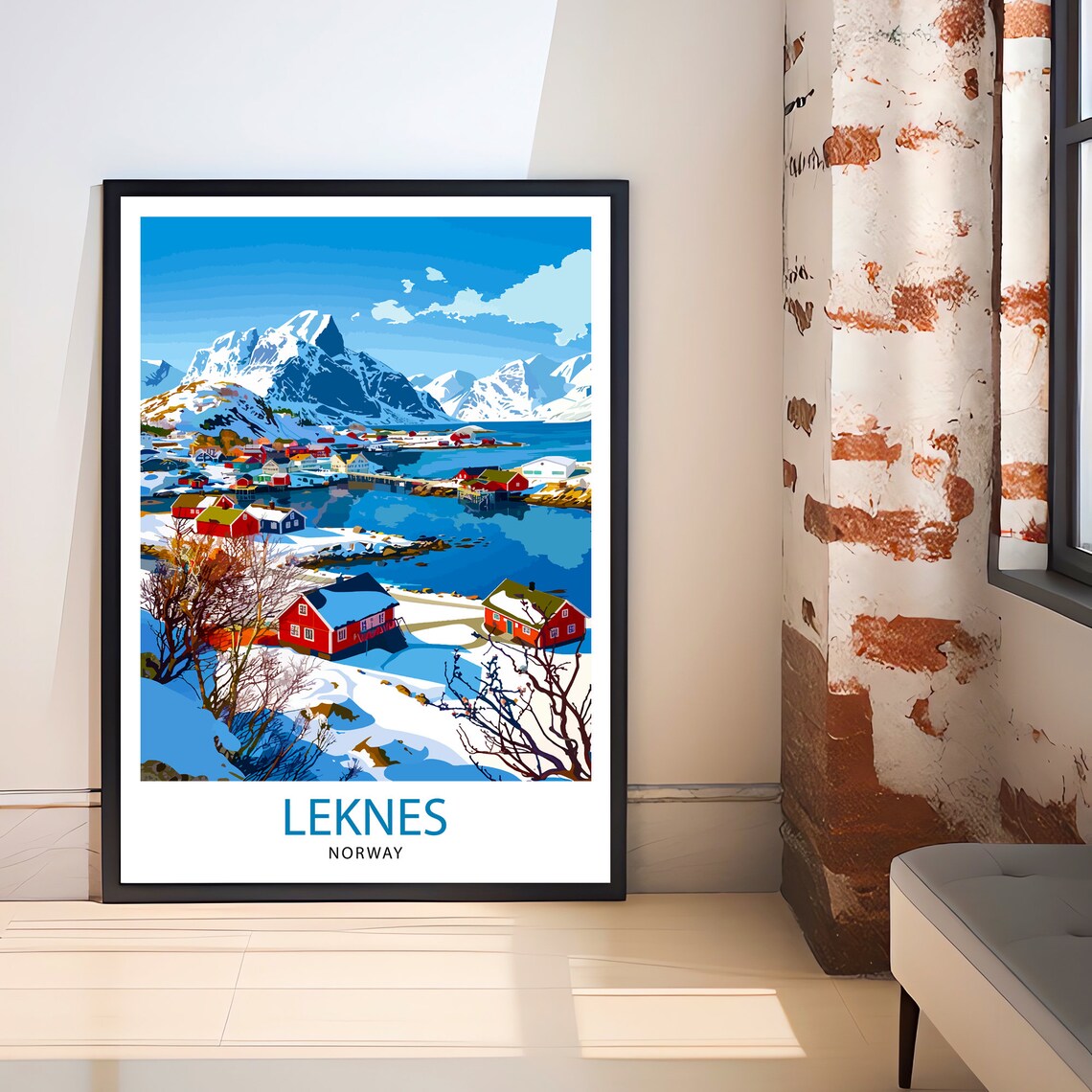 Leknes Norway Lofoten Snowy Fishing Village Arctic Winter Print - Image 2