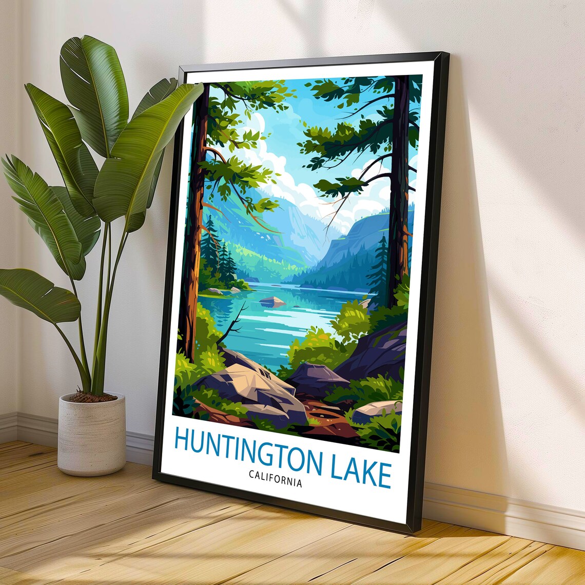 Huntington Lake California Pine Forest Lakeside Travel Poster - Image 3