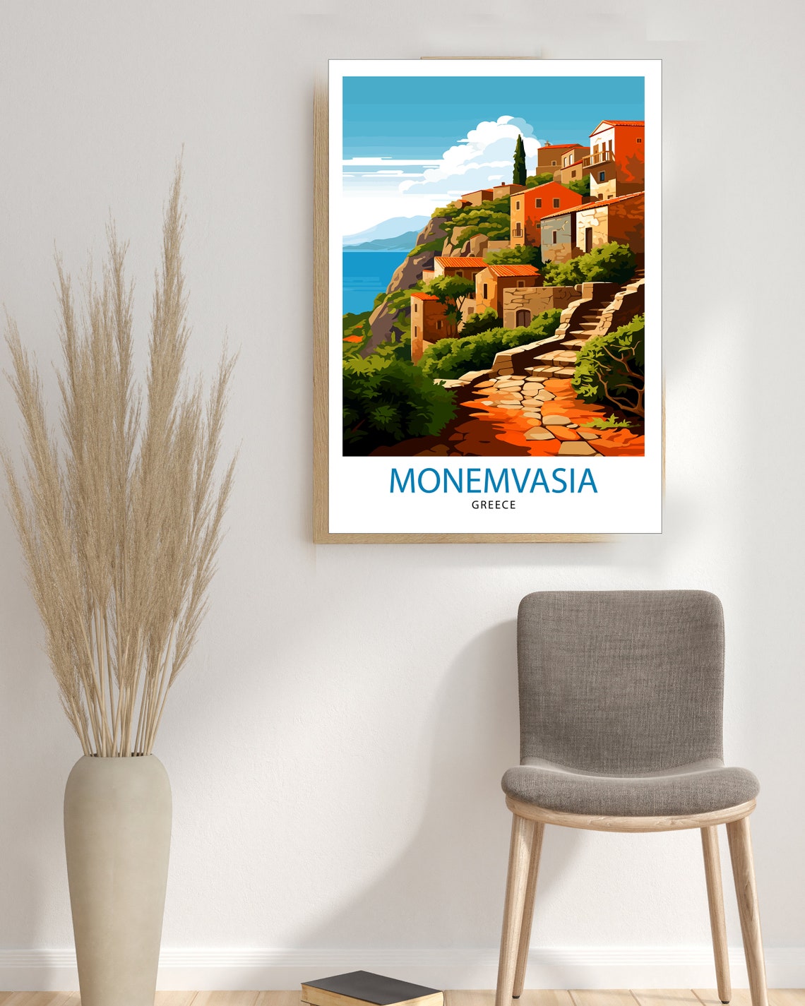 Monemvasia Greece Hillside Village Coastal Stone Path Poster - Image 3