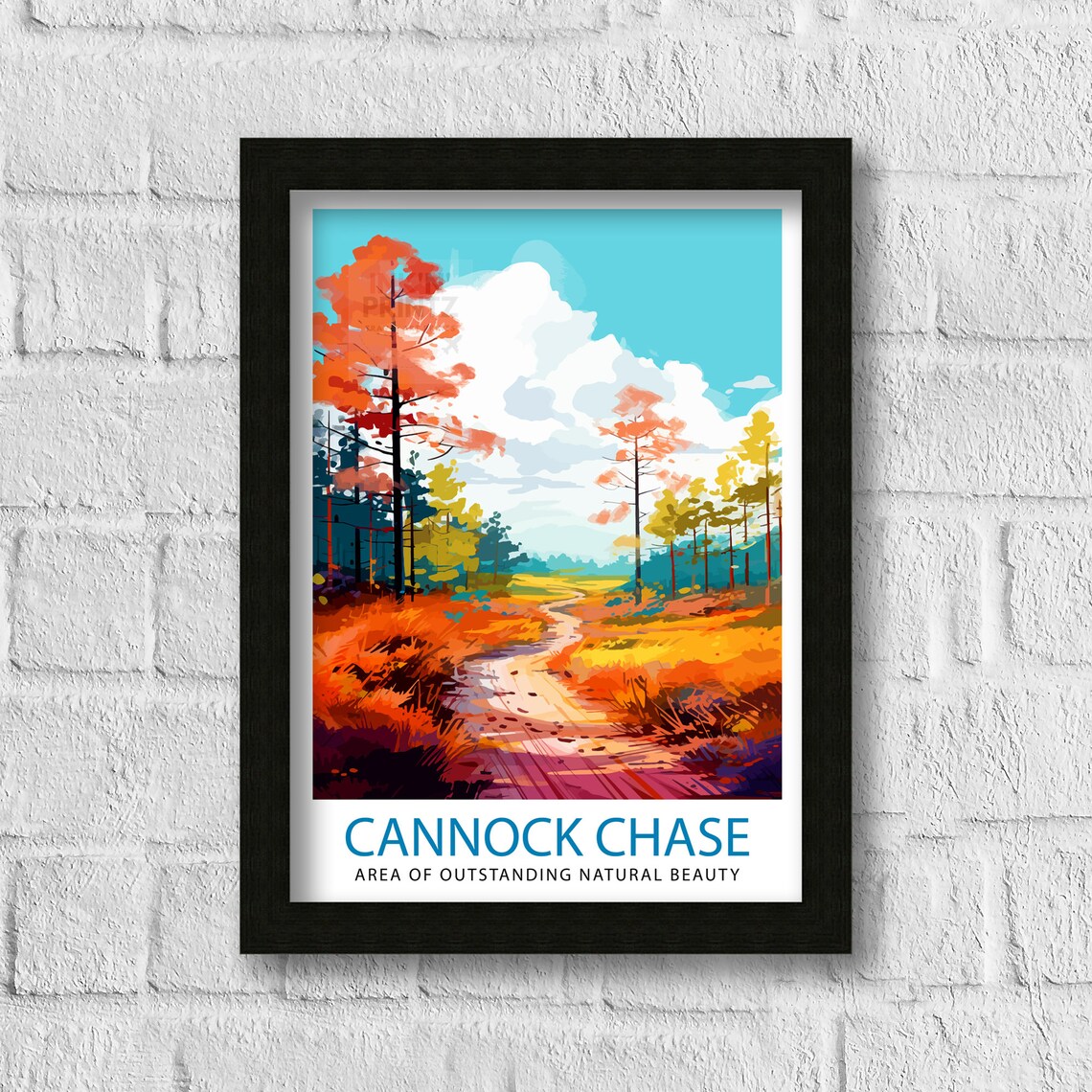 Cannock Chase England Autumn Forest Path Nature Vintage Travel Poster - Image 3
