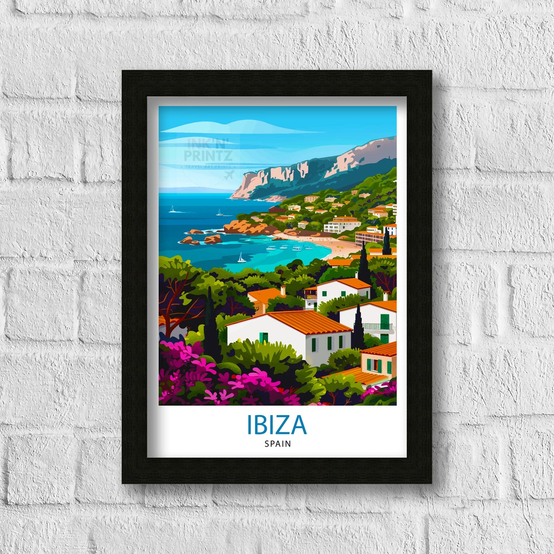 Ibiza Travel Print Ibiza Wall Art Ibiza Home Decor Ibiza Illustration Travel Poster Gift For Ibiza Lovers Spain Travel Print - Image 3