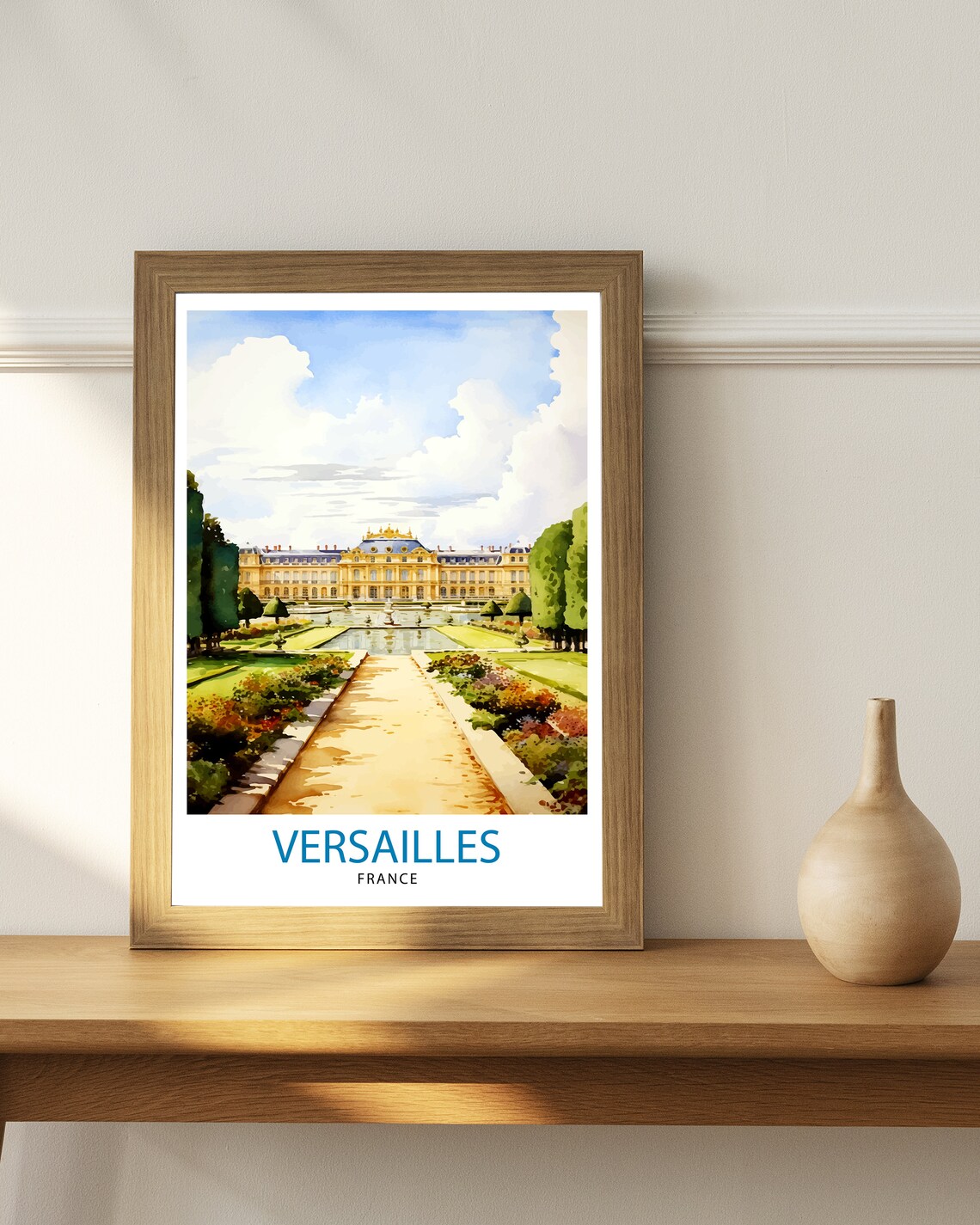 Versailles France Palace Gardens Grand Canal Watercolor Travel Poster - Image 2