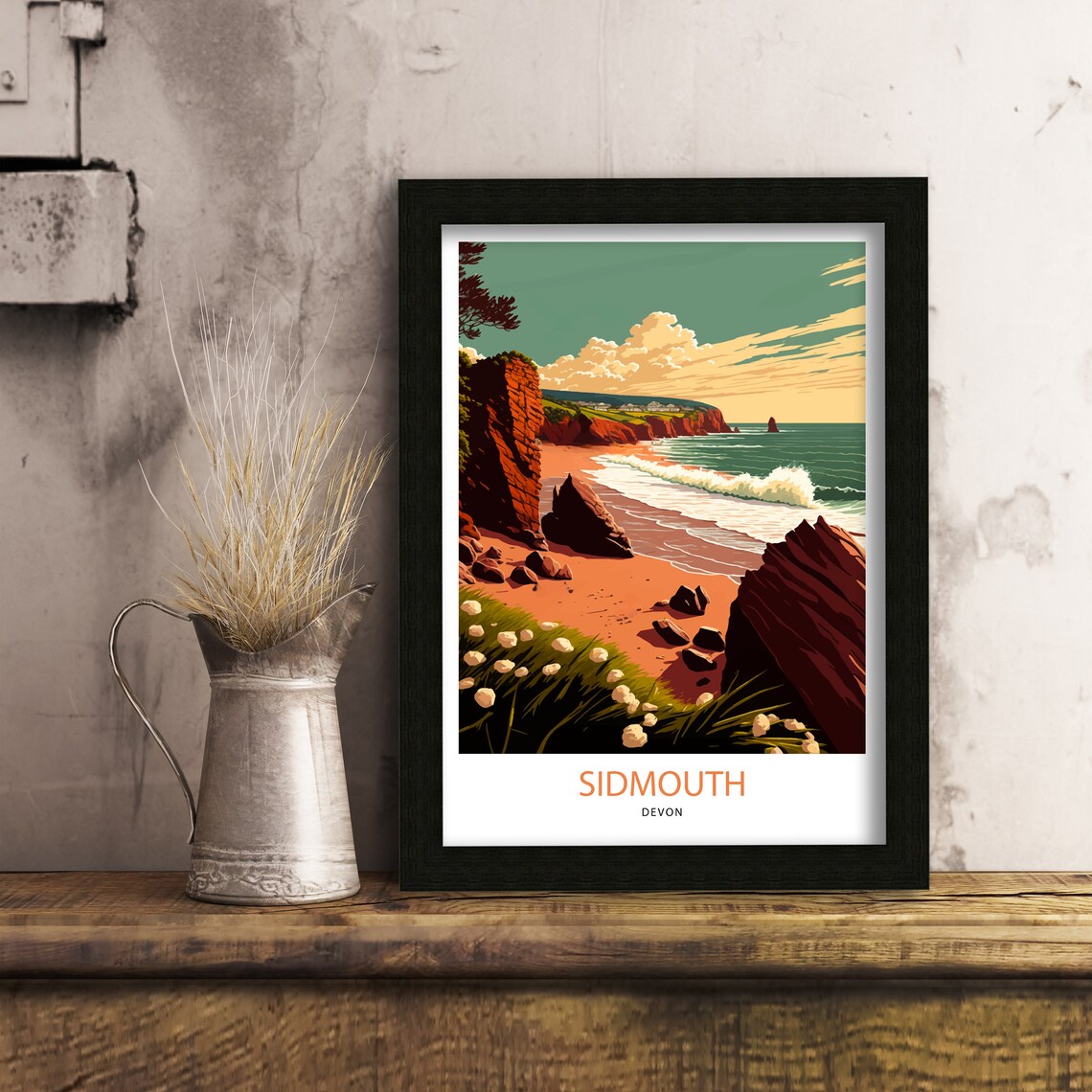 Sidmouth Jurassic Coast Travel Poster, Devon - Image 2