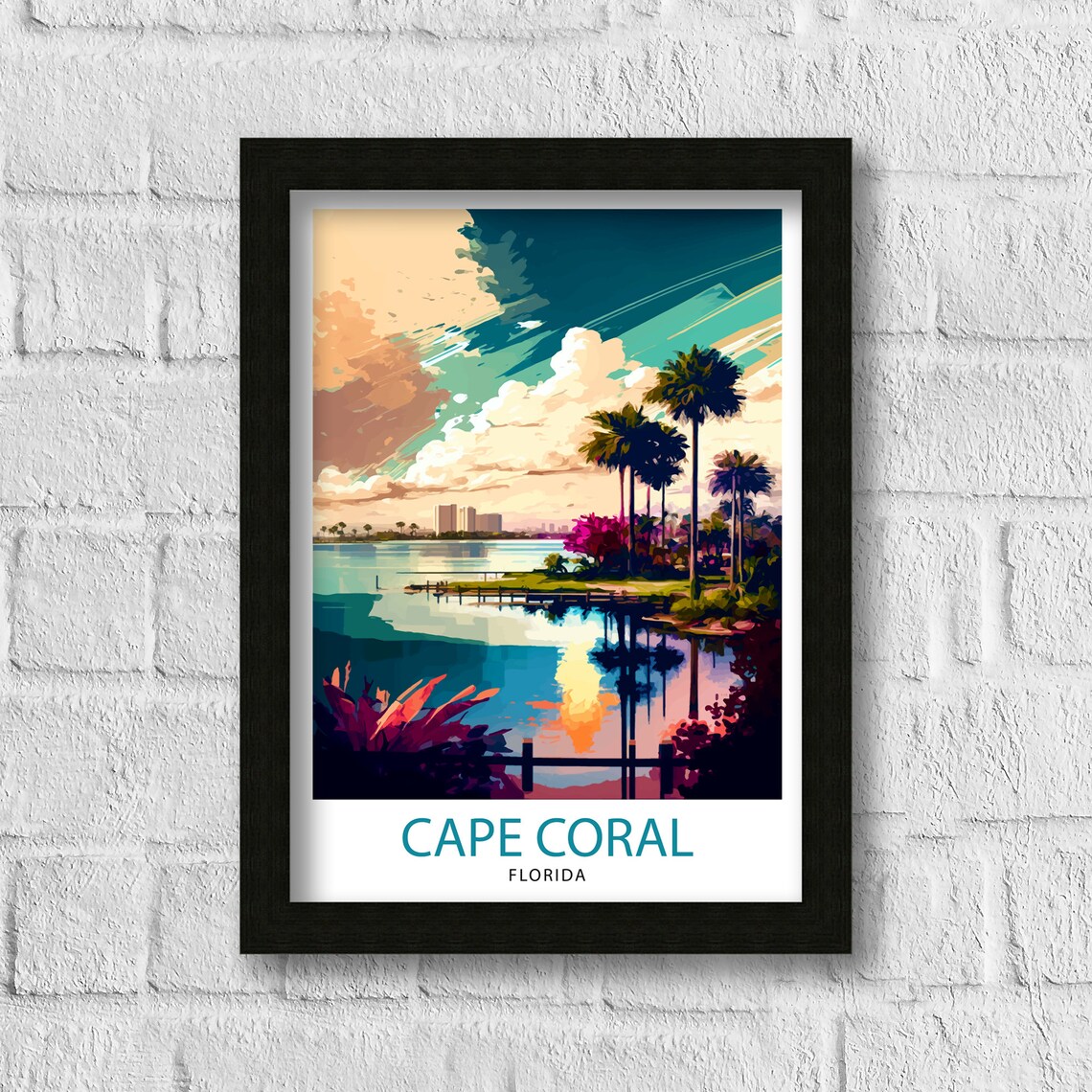 Cape Coral Florida Travel Poster, Coastal Wall Art - Image 3