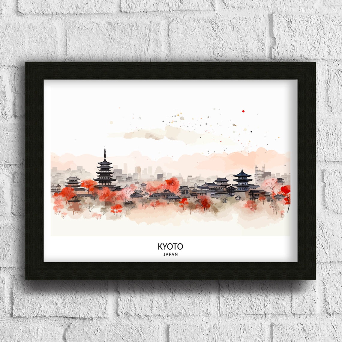 Kyoto Japan Travel Print Japan Wall Decor Kyoto Poster Japan Travel Prints Kyoto Art Print Kyoto Japan Illustration Kyoto Wall Art Japan - Image 3