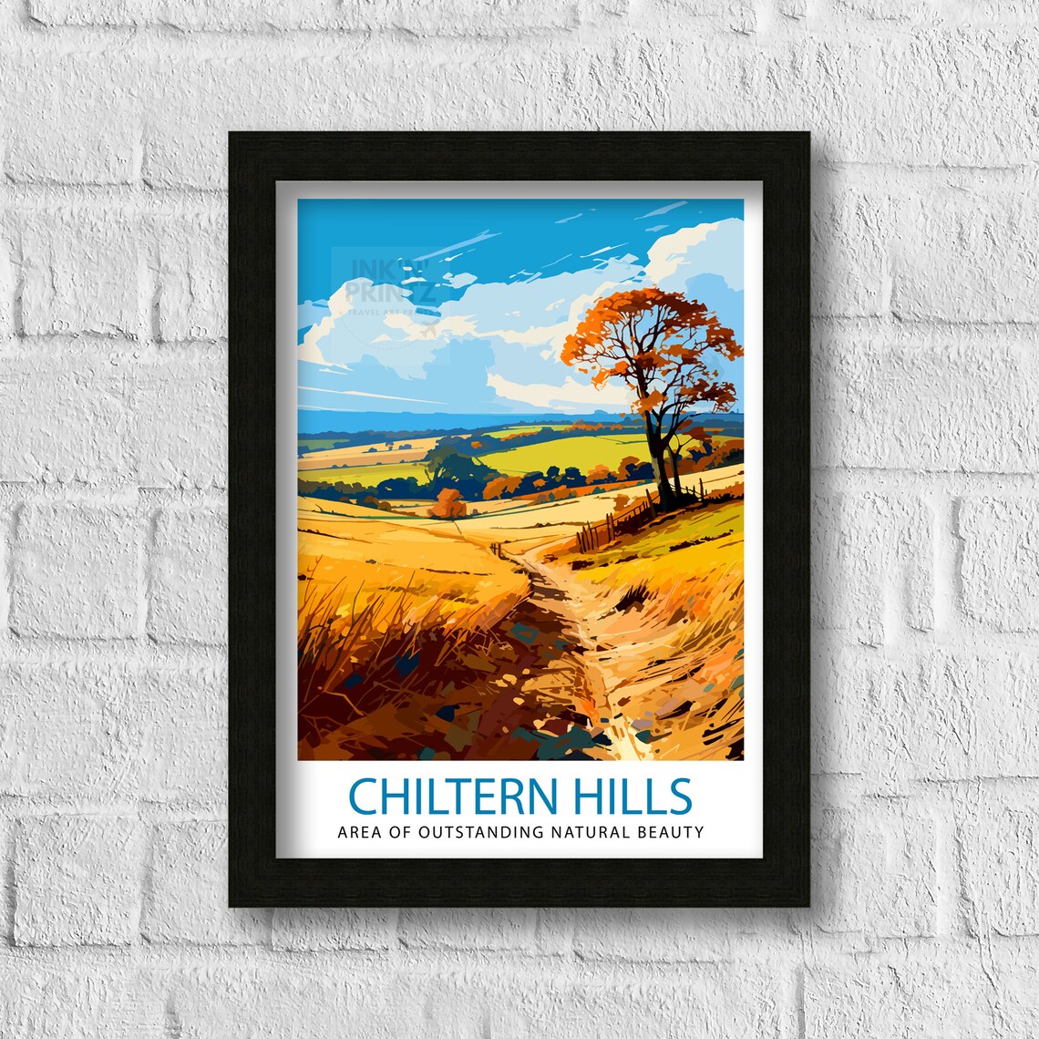 Chiltern Hills Golden Countryside Autumn Path English Area Poster - Image 3