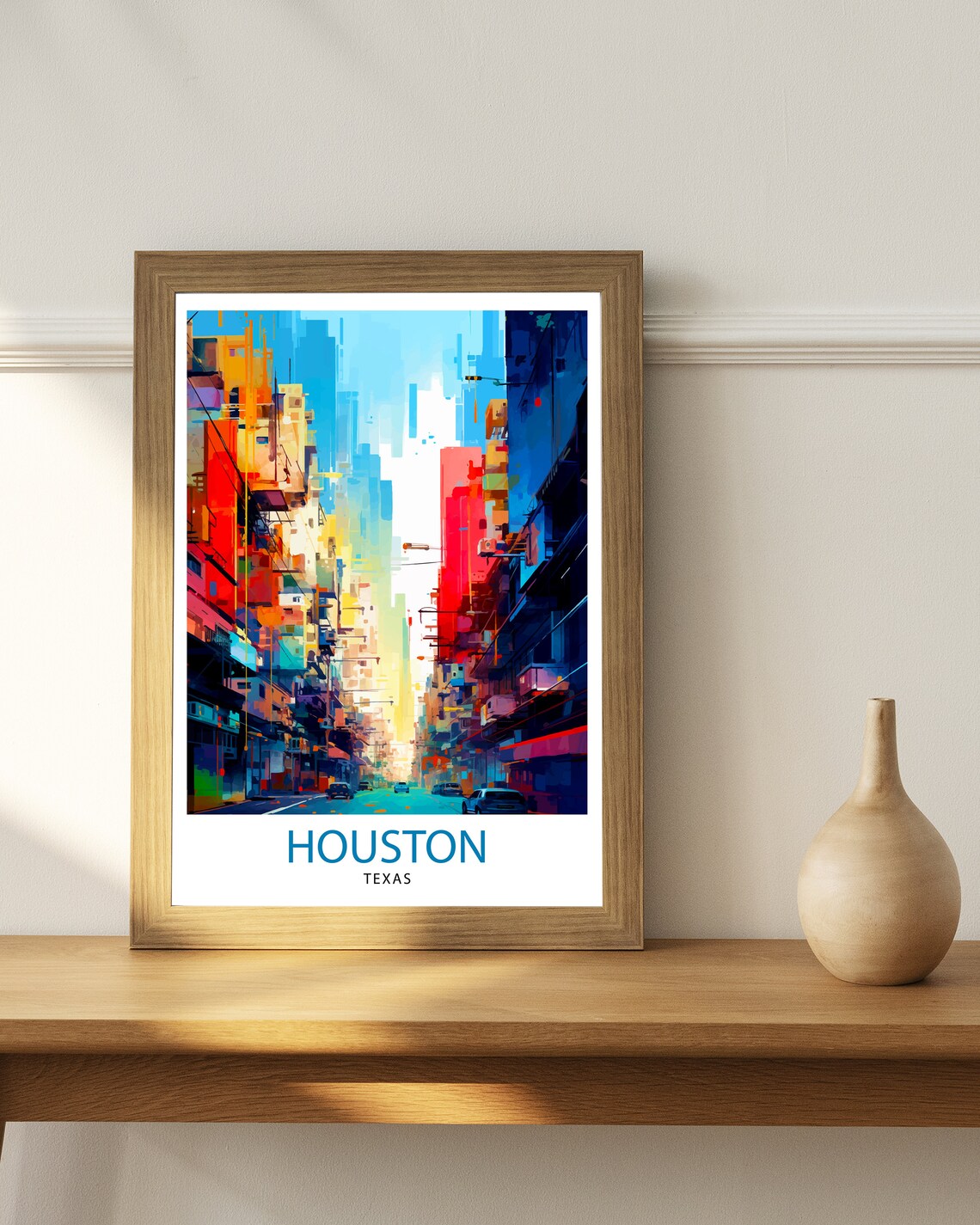 Houston Texas Abstract City Skyline Street Art Travel Poster - Image 3