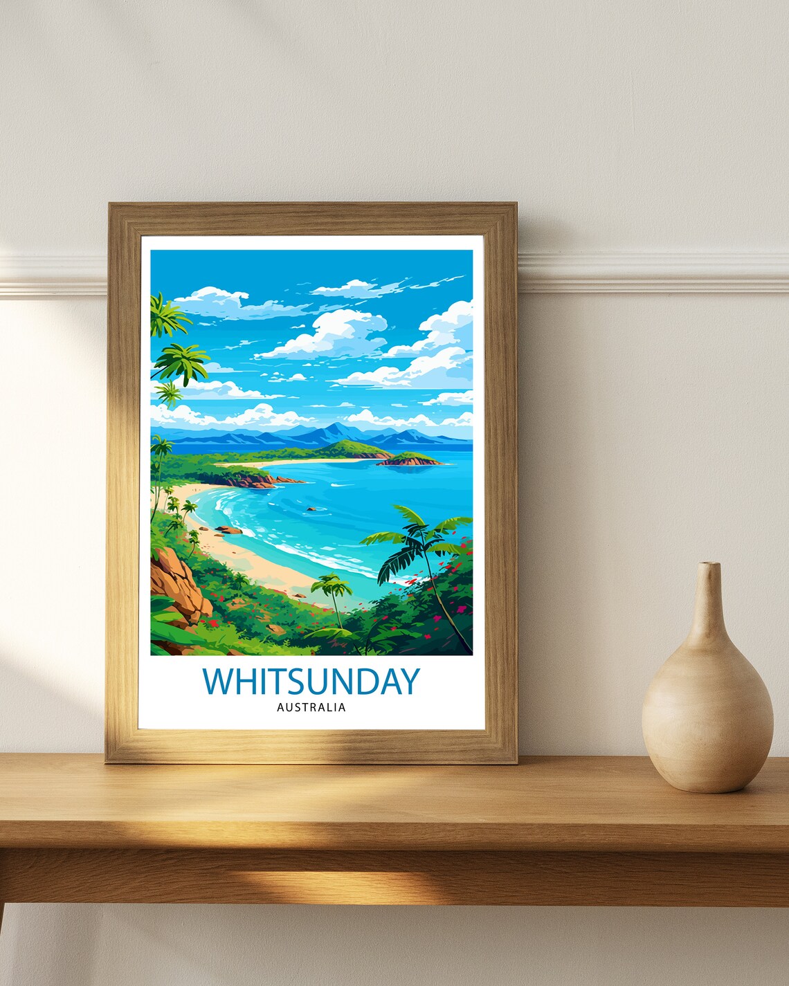Whitsunday Australia Tropical Beach Bay Palms Islands Scenic Poster - Image 3