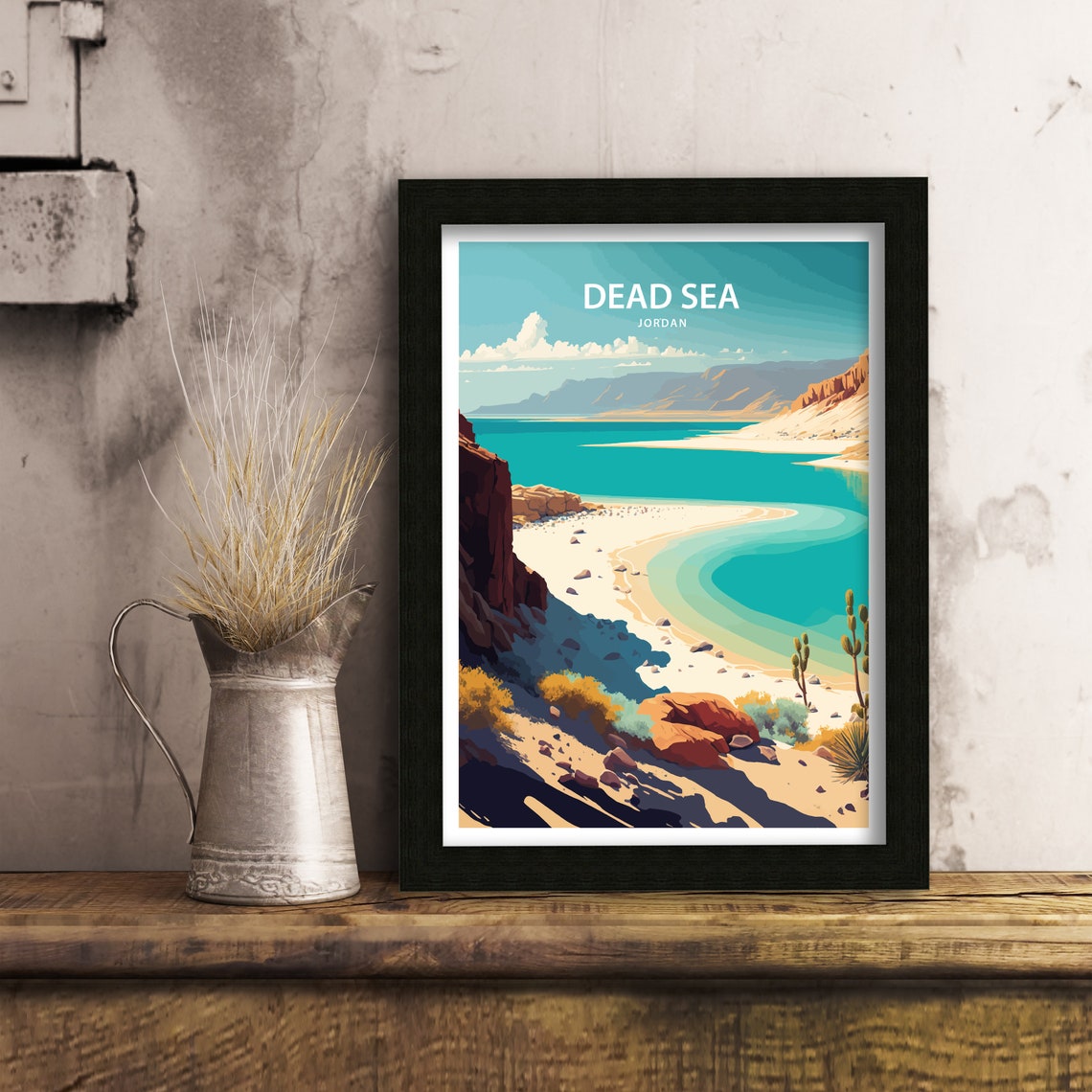 Dead Sea Travel Print Israel Landscape Travel Print Middle East Home Decor The Dead Sea Print The Dead Sea Poster Jordan - Image 2