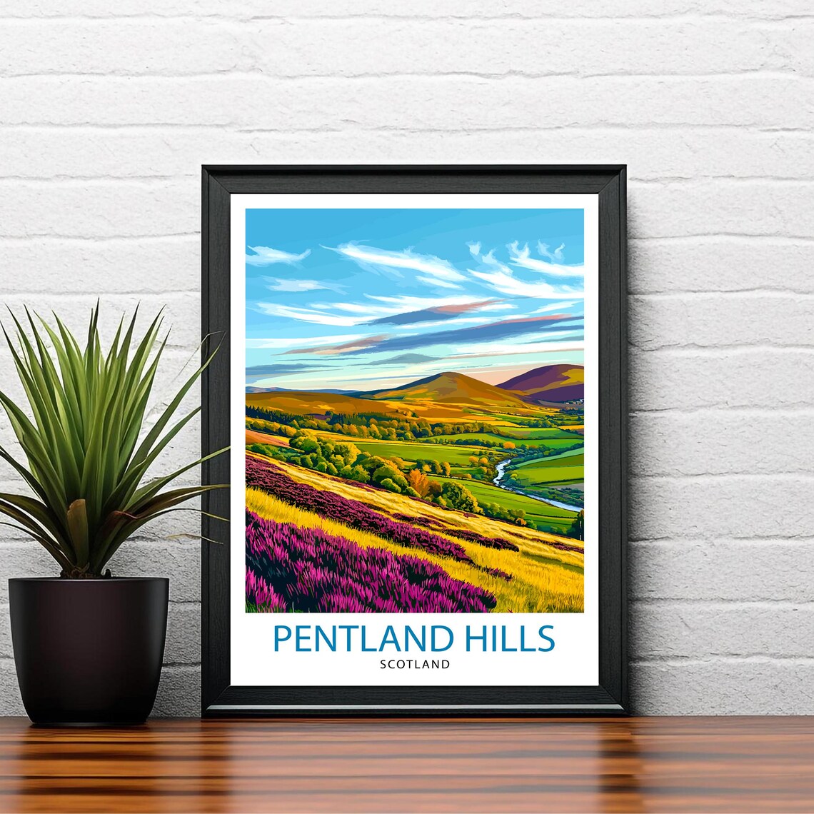 Pentland Hills Scotland Travel Poster, Highland Landscape - Image 2