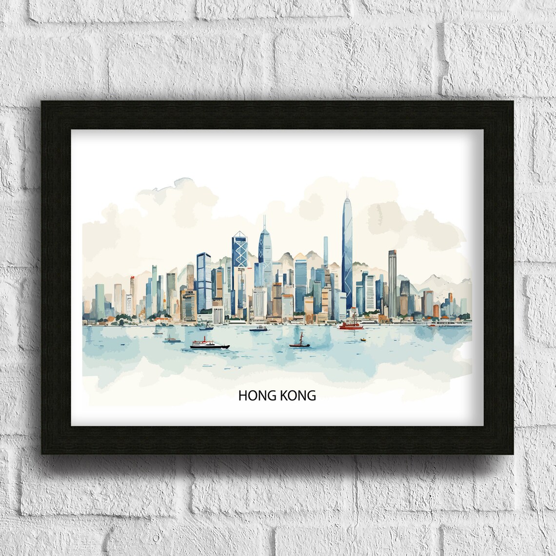 Hong Kong Skyline Travel Poster, Victoria Harbour - Image 3