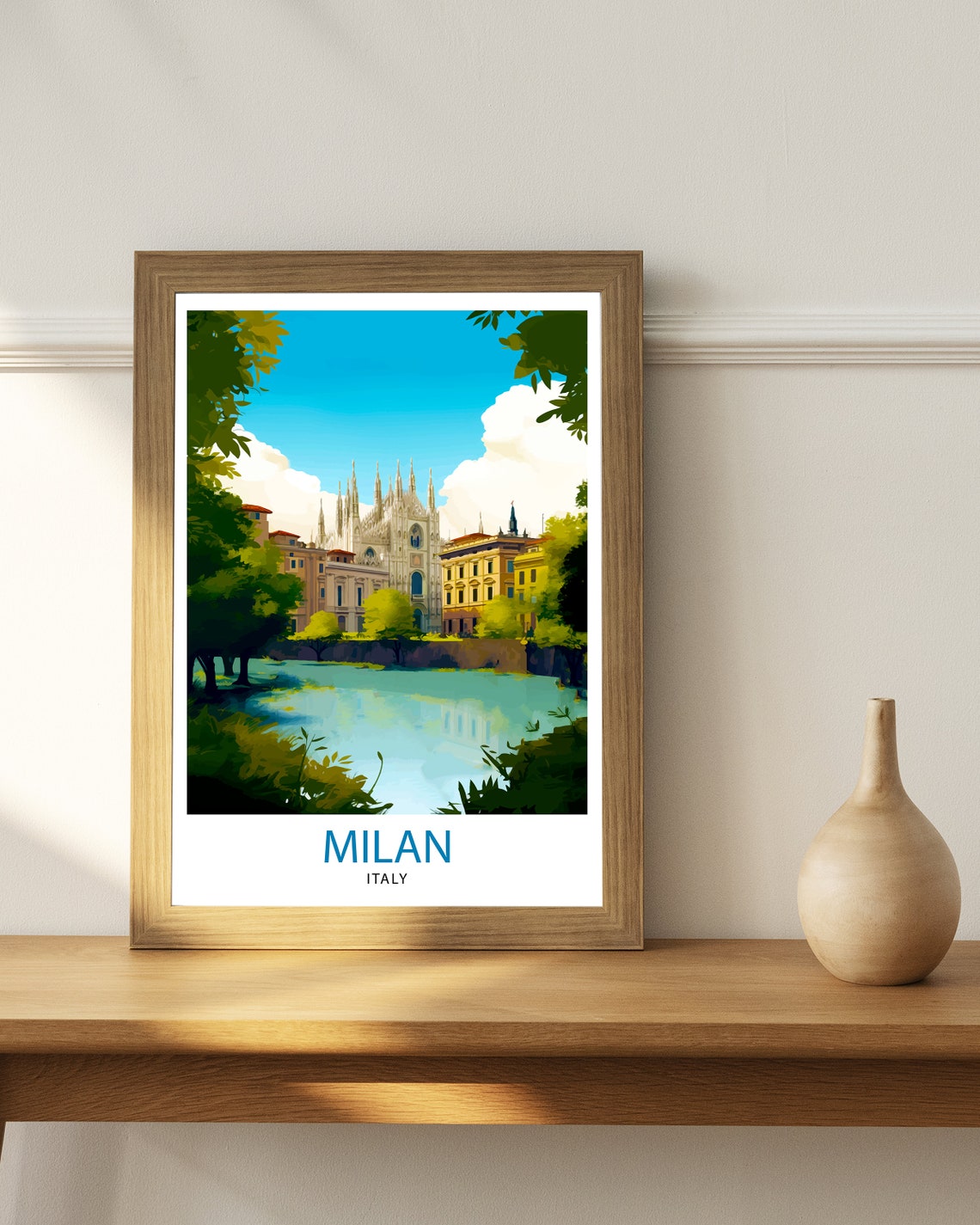 Milan Italy Travel Print Milan Wall Decor Milan Poster Italy Travel Prints Milan Art Print Milan Illustration Milan Wall Art Italy Print - Image 2