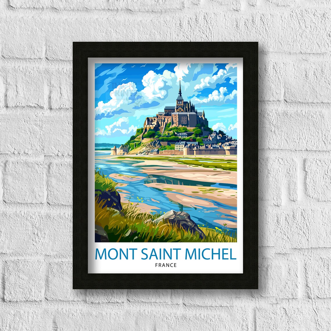 Mont Saint Michel Abbey Tidal Island Scenic France Travel Poster - Image 3