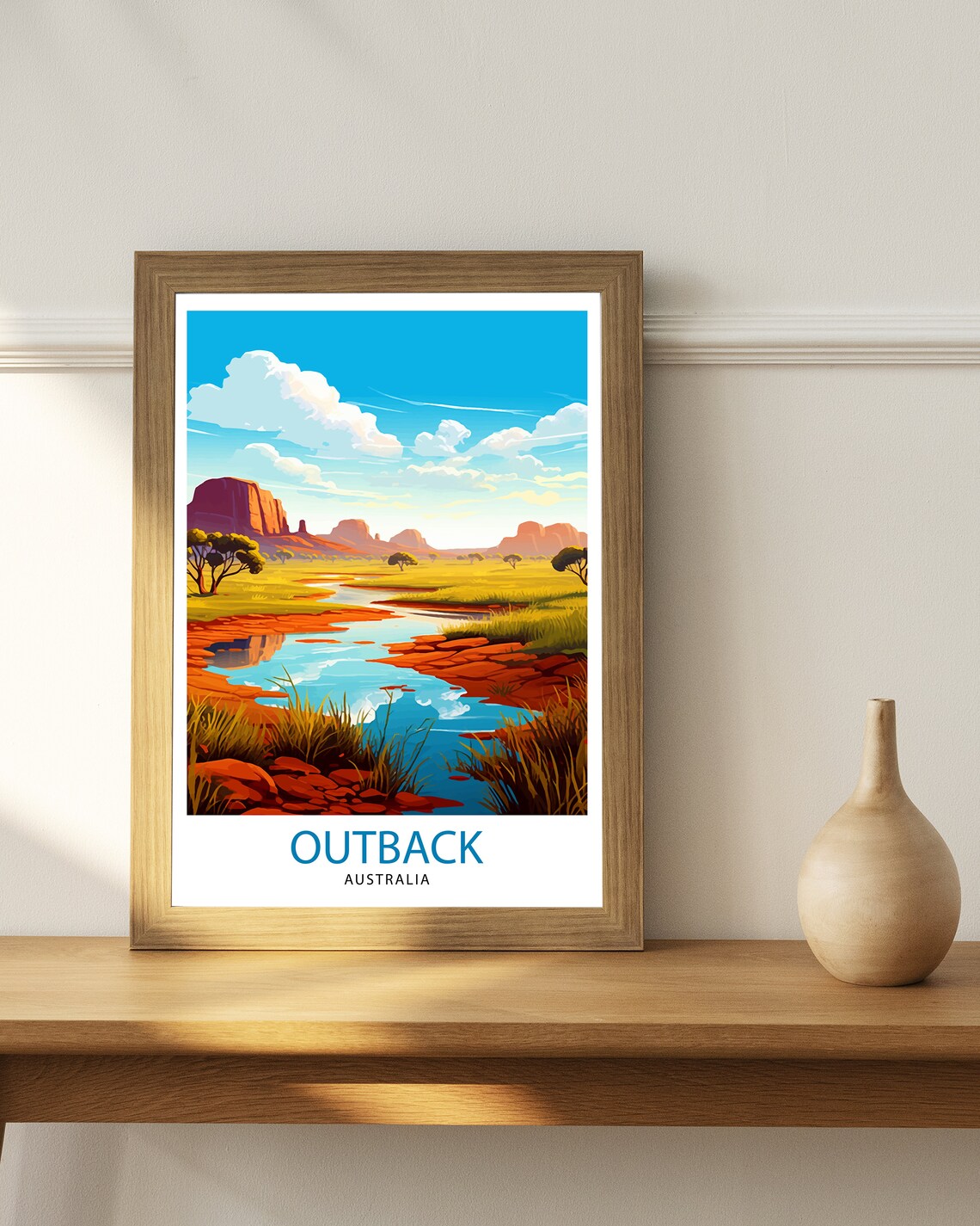 Outback Australia Red Desert River Vintage Travel Art Poster - Image 3