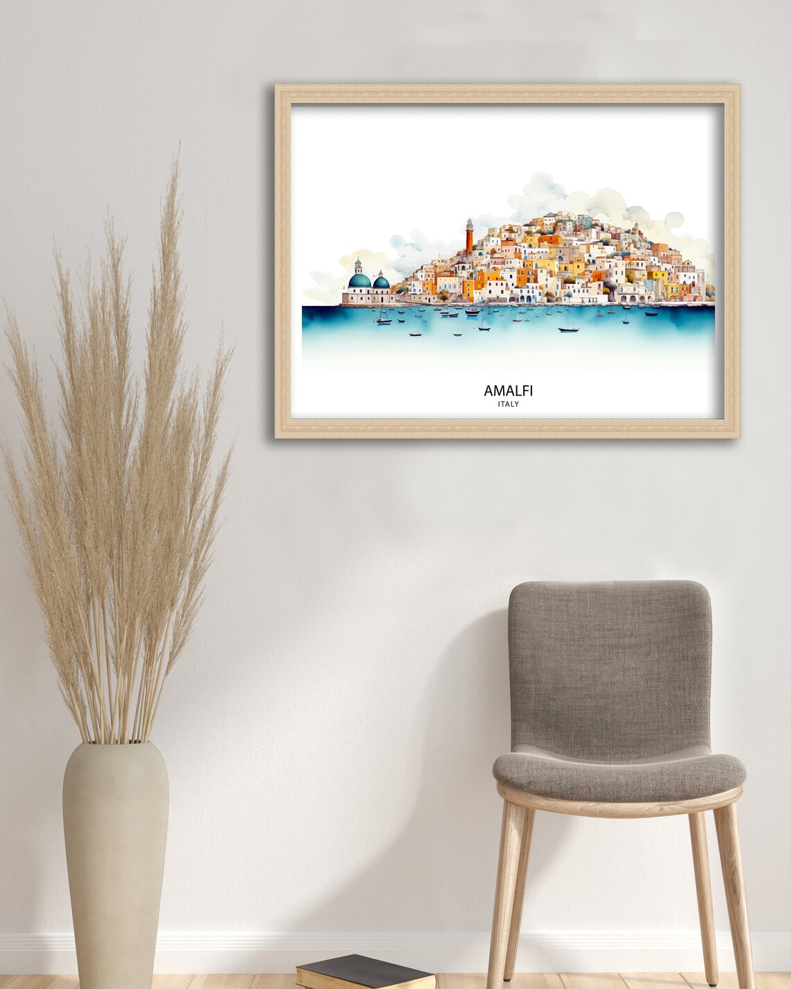 Amalfi Italy Colorful Seaside Town Watercolor Amalfi Coast Travel Poster - Image 2