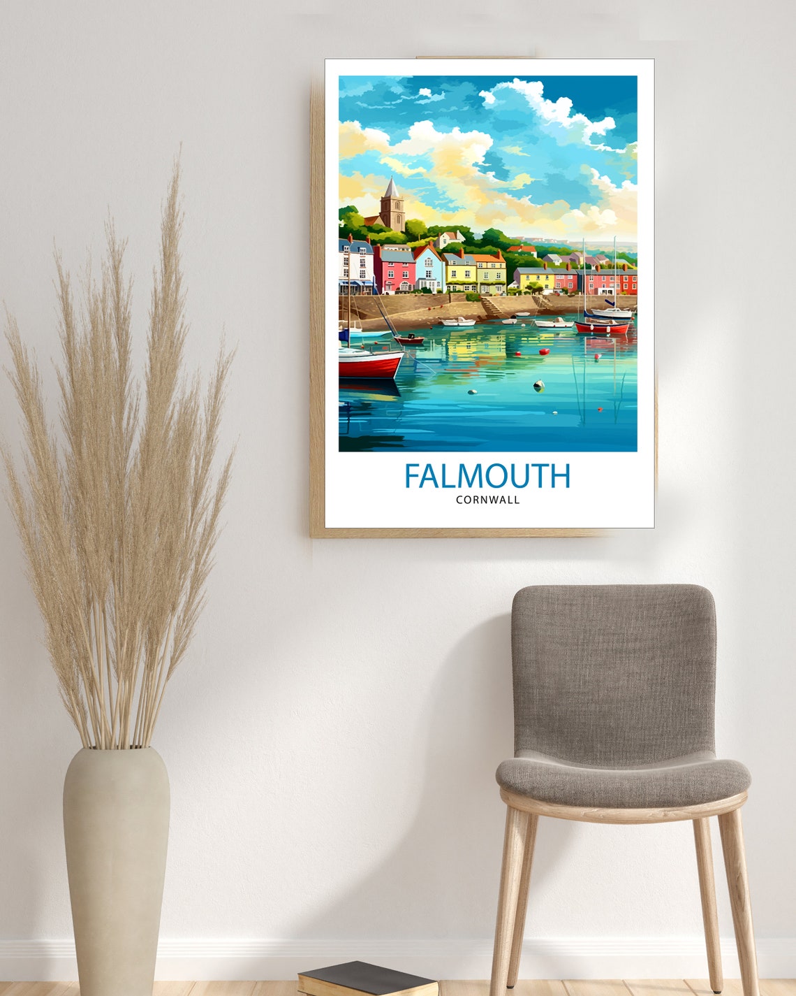 Falmouth Harbour Travel Print Falmouth Wall Decor Falmouth Poster Cornwall Travel Prints Falmouth Art Print Falmouth Illustration Falmouth - Image 3